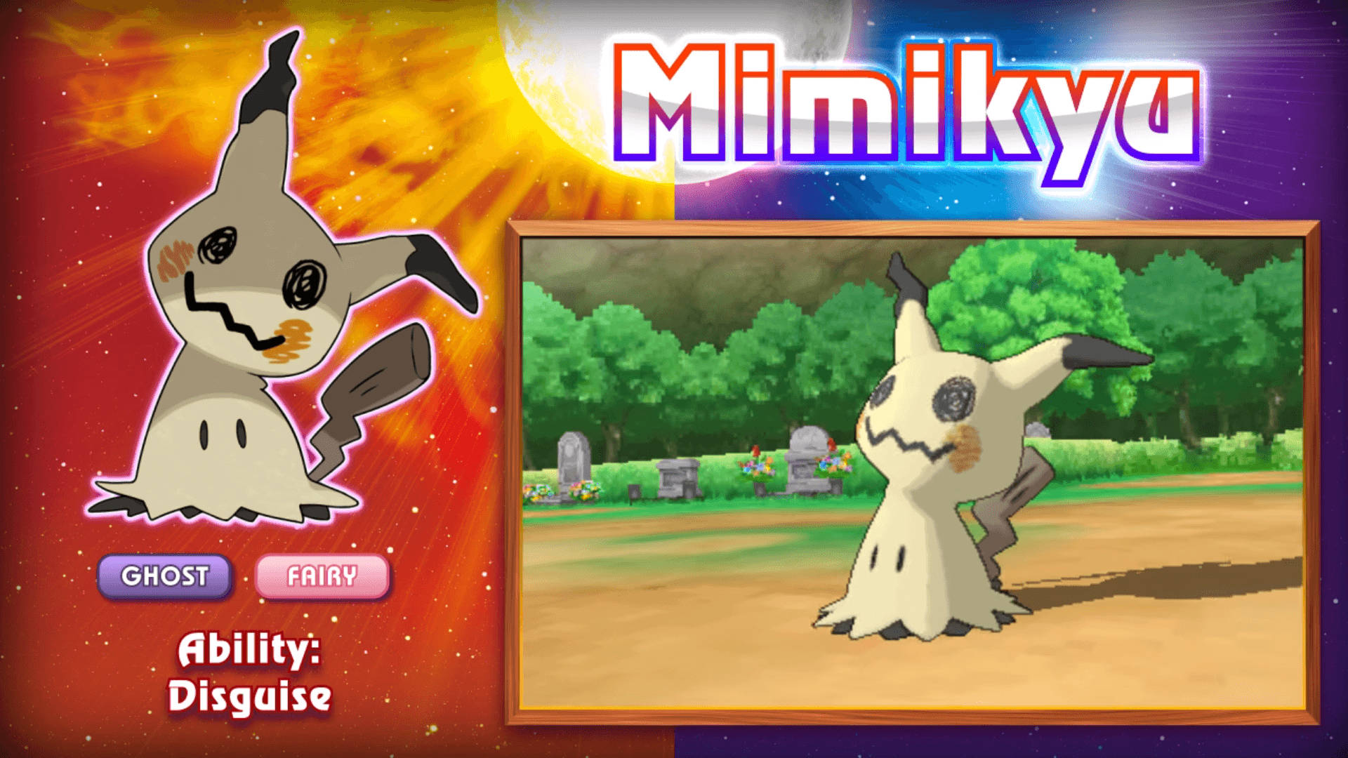 Mimikyu, ghost fairy Pokémon, grassy field, Full HD Desktop Wallpaper