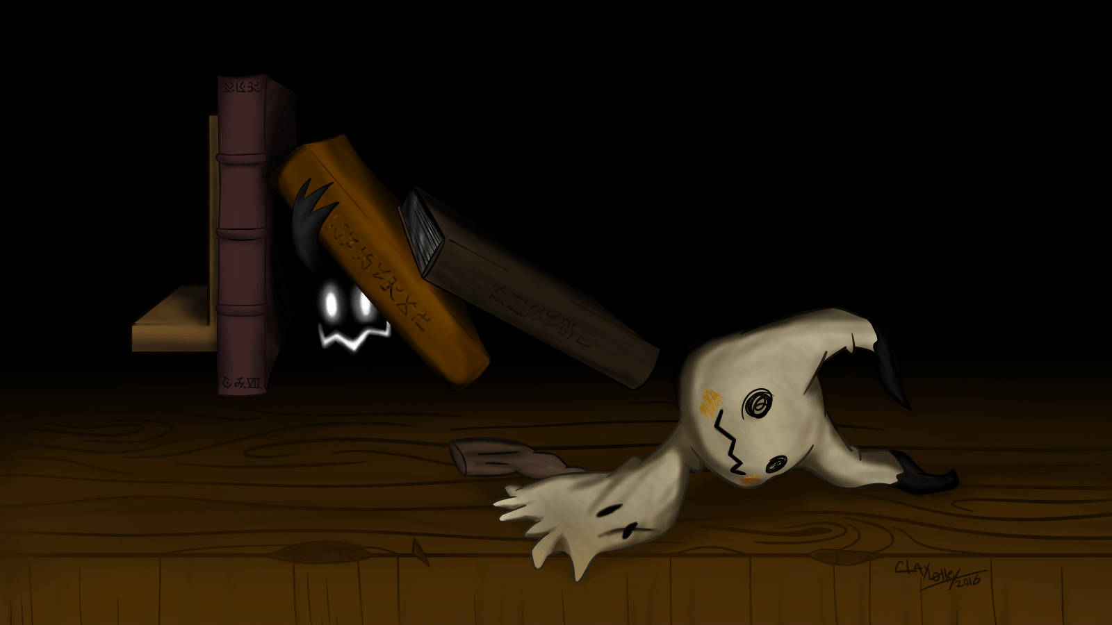 Mimikyu, white skeleton, black eyes, HD Desktop Wallpaper