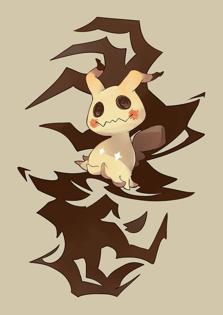 Mimikyu, bat-like wings, glowing eyes, SD Phone Wallpaper