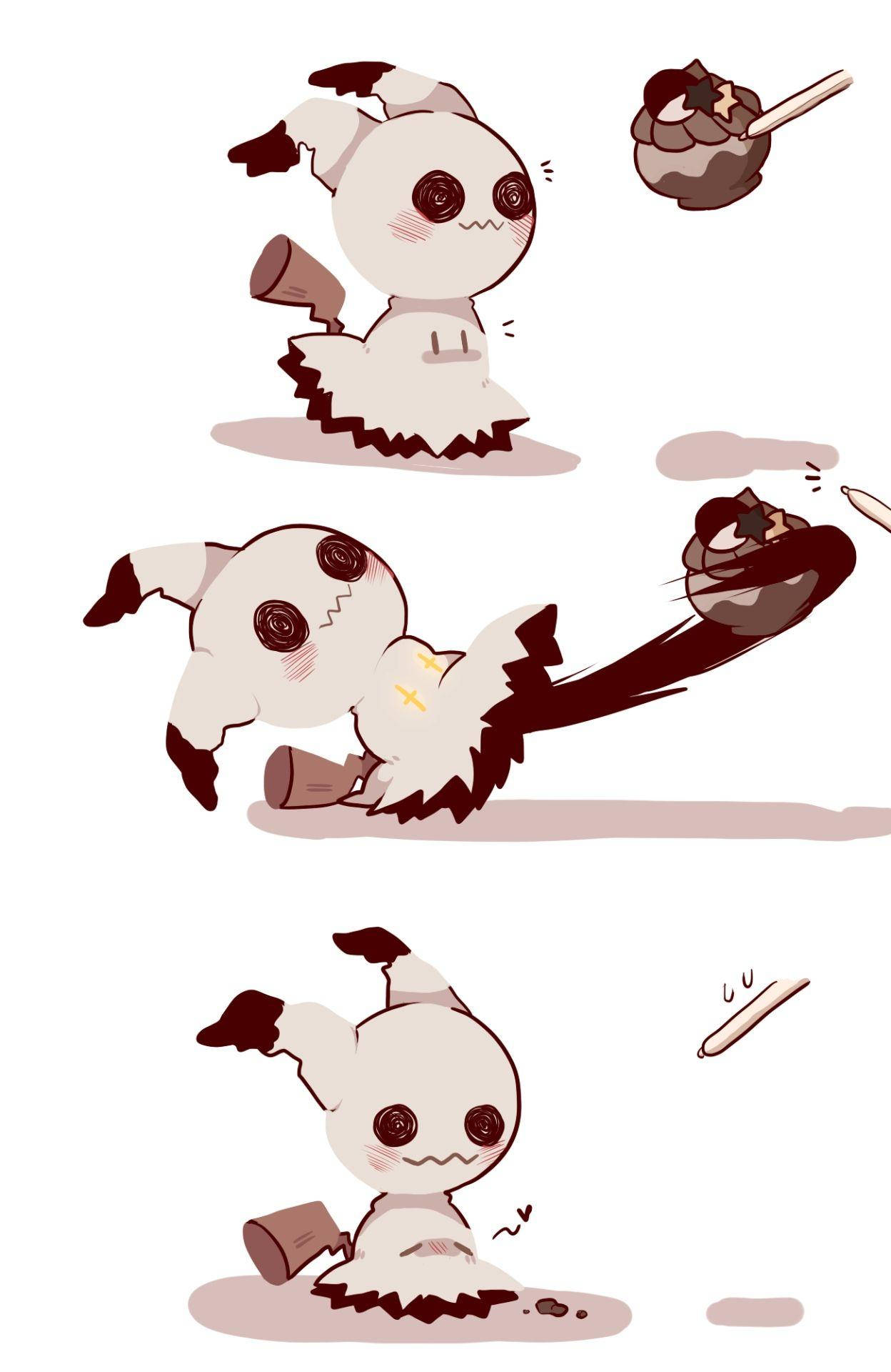 Mimikyu, chibi-style, three panels, Full HD Phone Wallpaper