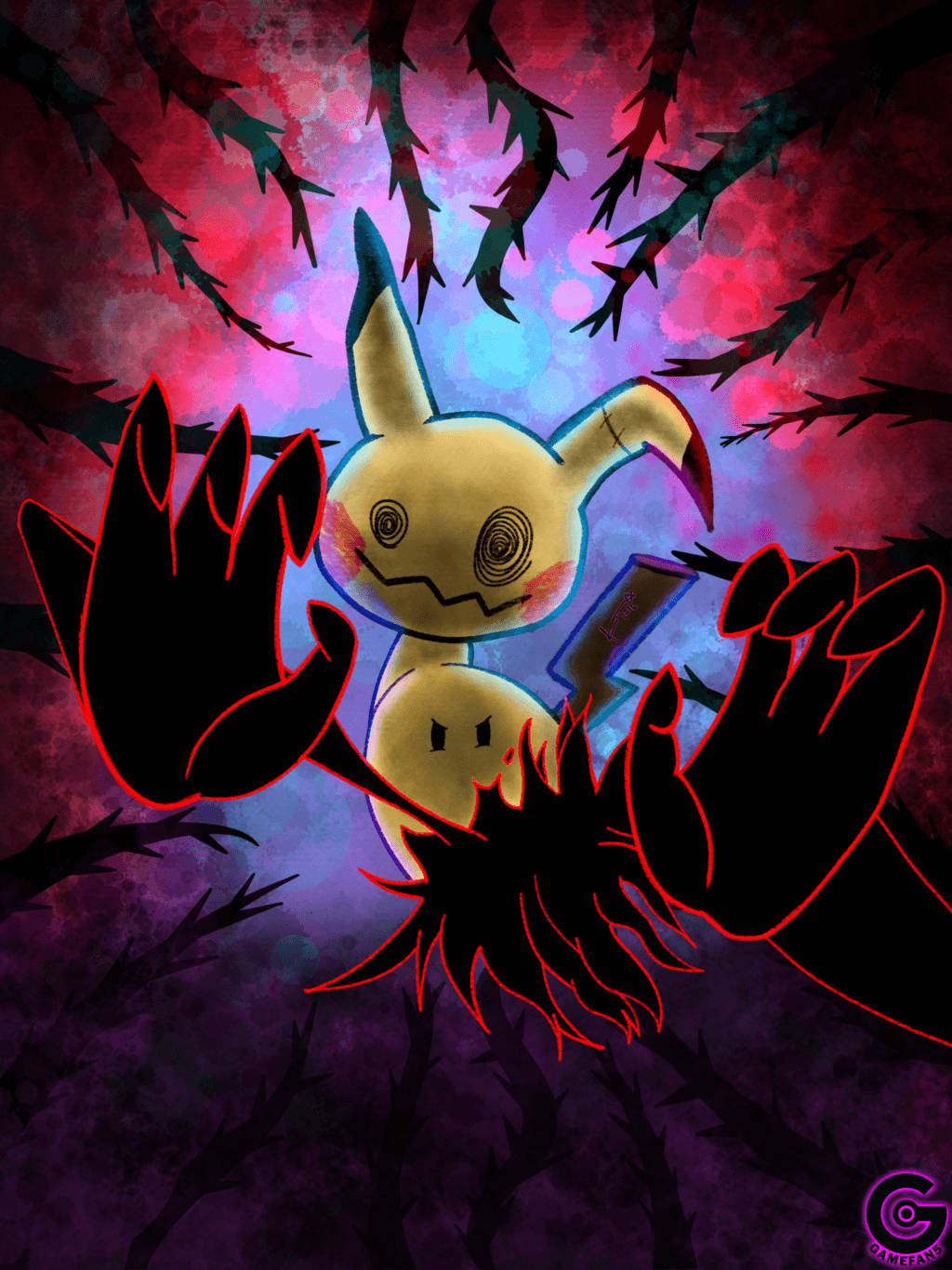 Mimikyu, yellow, spiral eyes, HD Phone Wallpaper