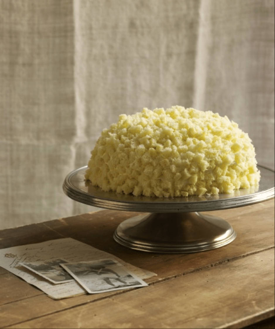 mimosa flower cake, pale yellow, crumbly cake, SD Phone Wallpaper