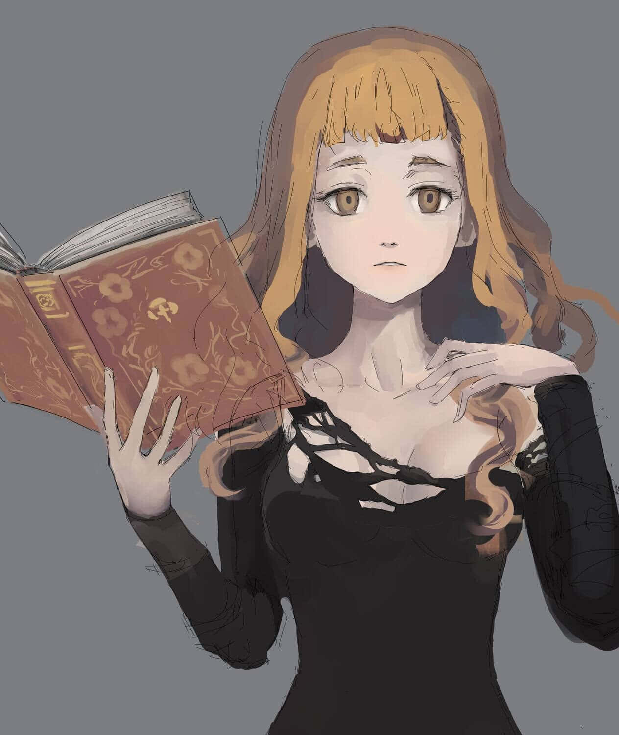 Mimosa Vermillion, blonde hair, ornate red book, HD Phone Wallpaper