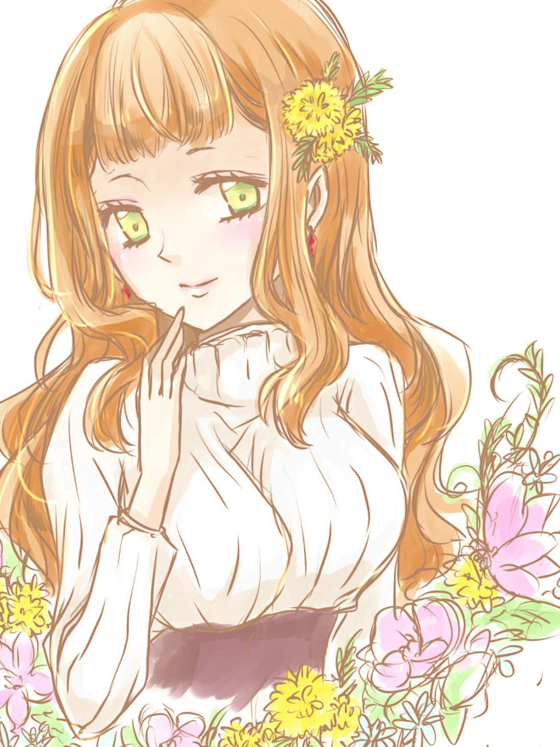 Mimosa Vermillion, orange hair, green eyes, HD Phone Wallpaper