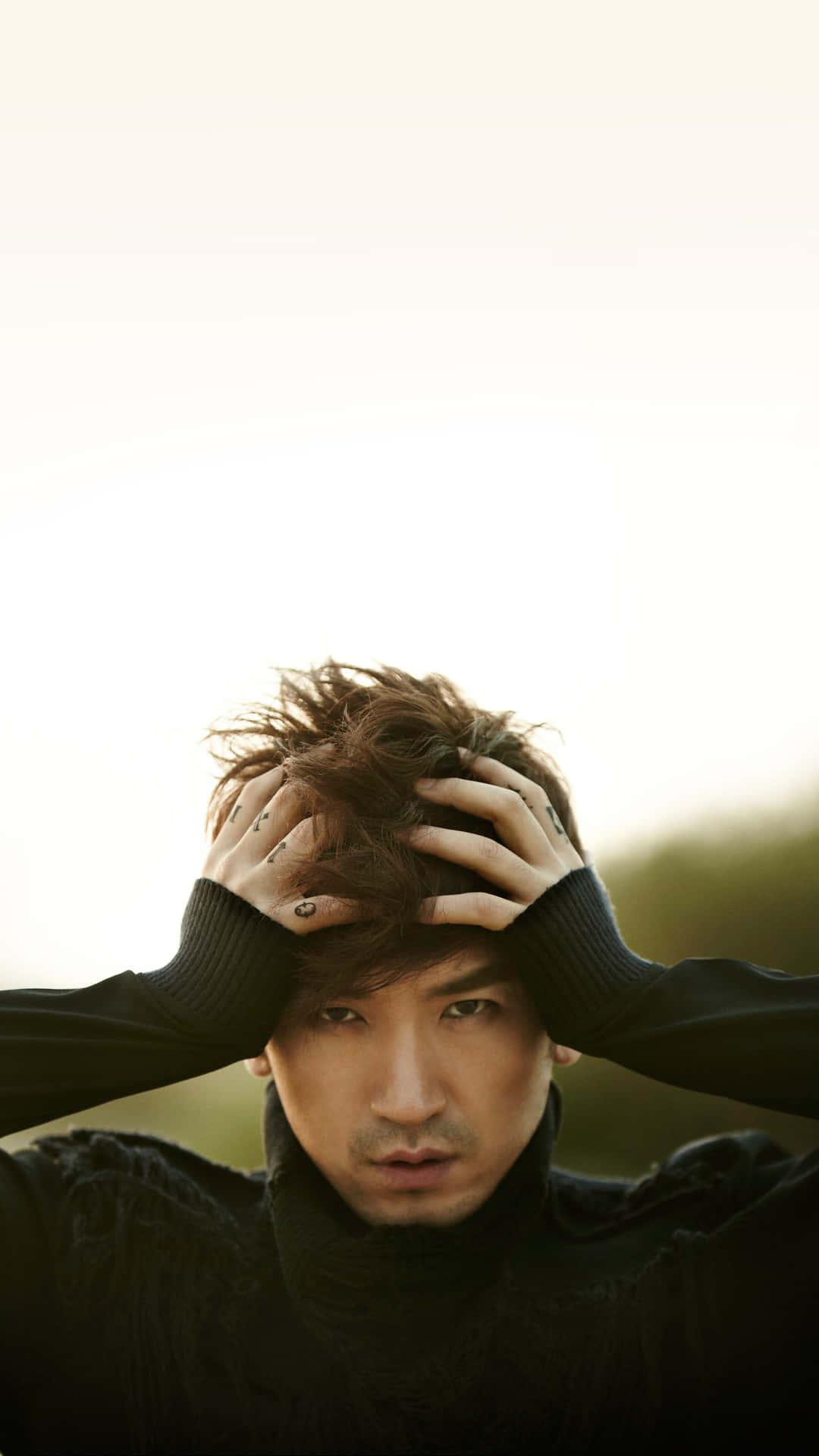 Min Woo Lee, tousled brown hair, intense emotion, Full HD Phone Wallpaper