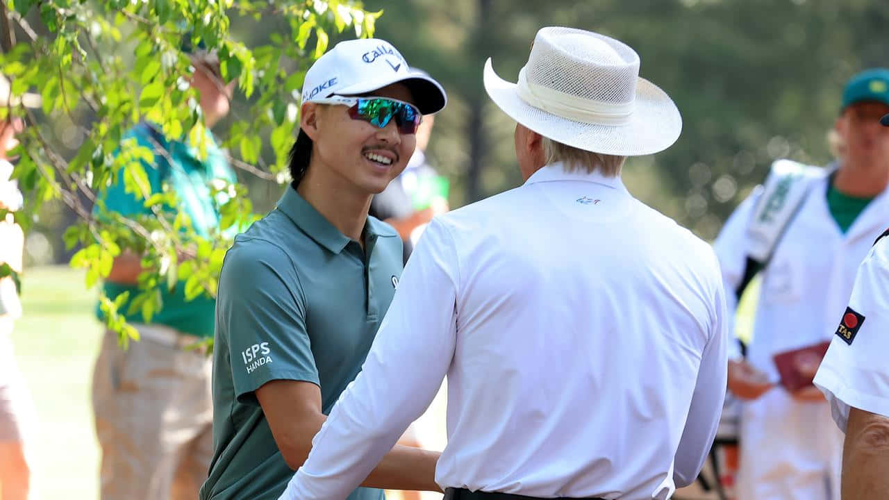Min Woo Lee, green polo, white cap, HD Desktop Wallpaper