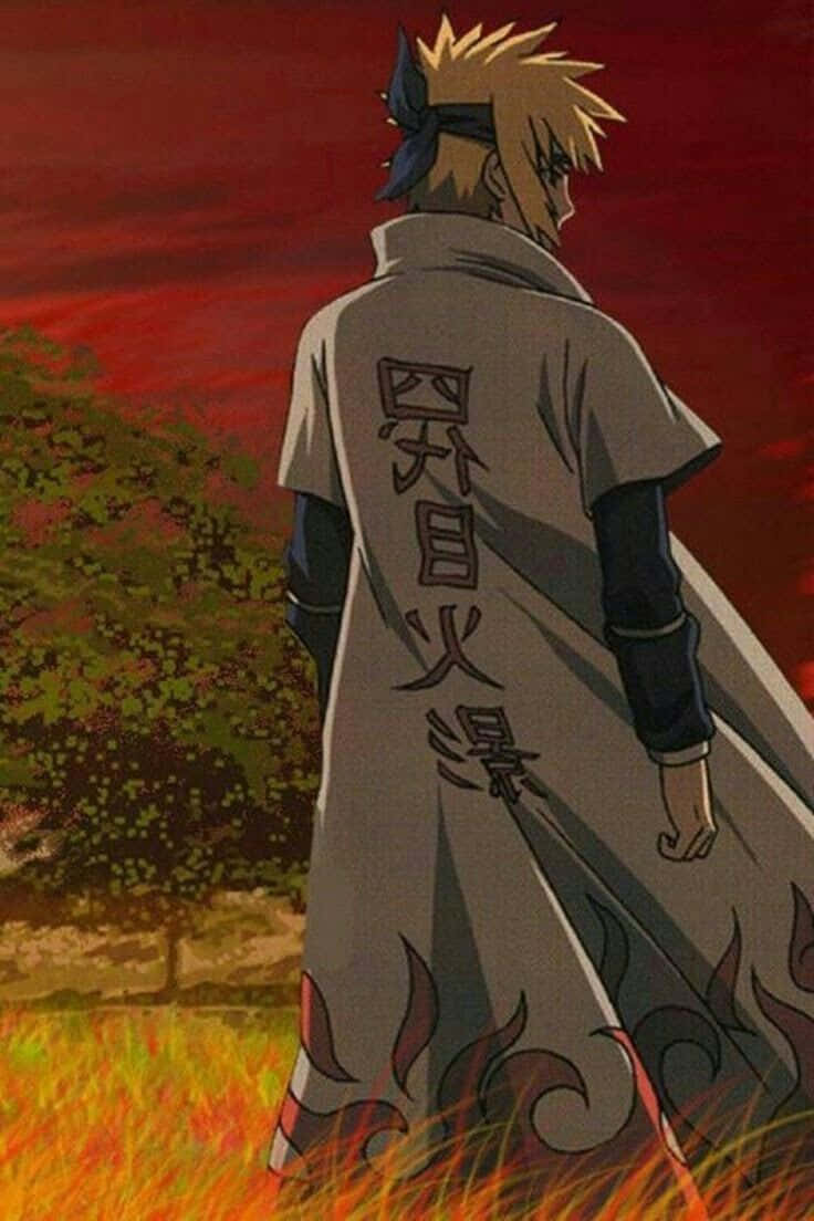 Minato iPhone, spiky-haired anime character, grey cloak, SD Phone Wallpaper