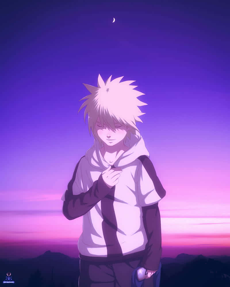 Minato iPhone, spiky-haired anime boy, twilight sky, SD Phone Wallpaper