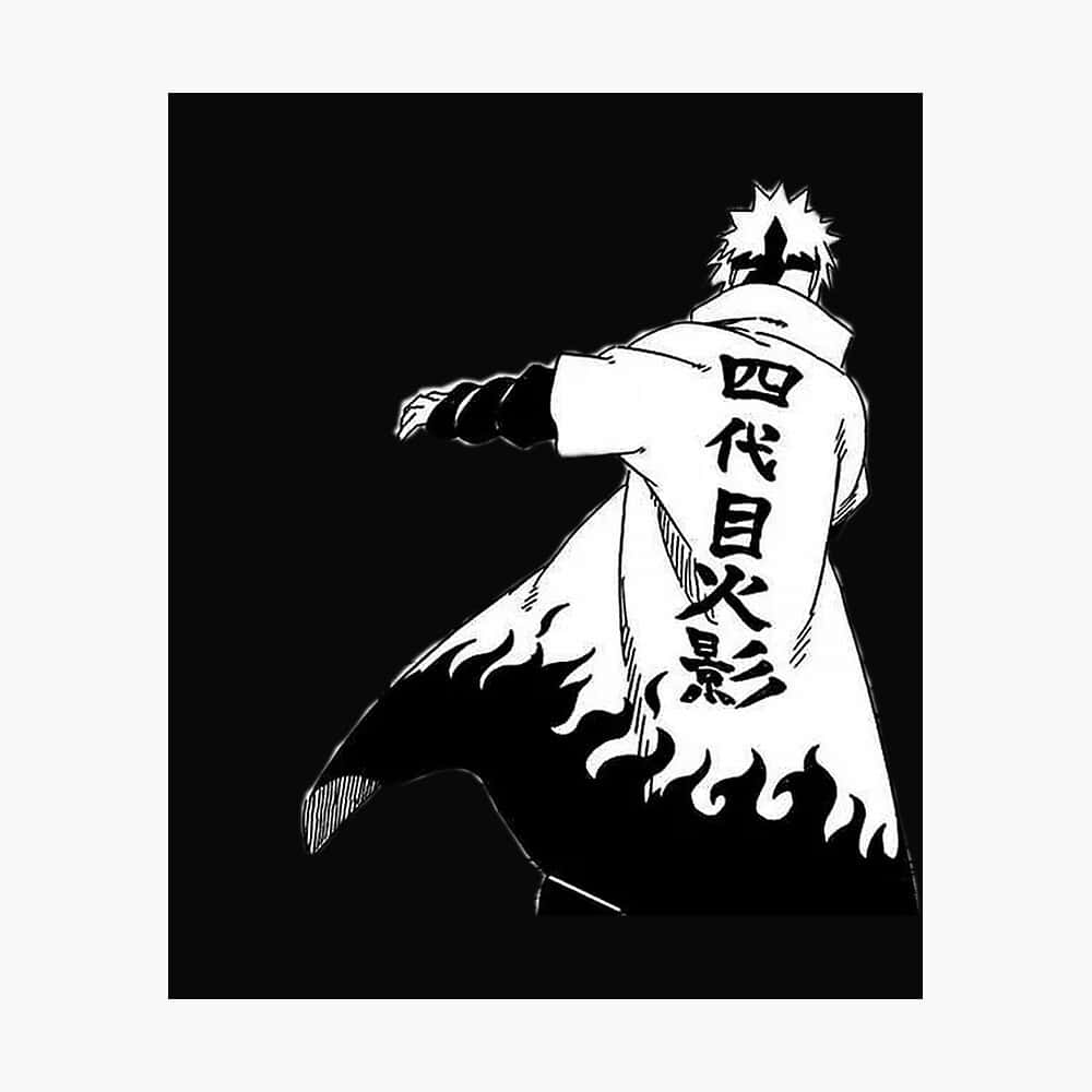 Minato iPhone, black and white anime character, fire-themed cloak, SD Desktop Wallpaper