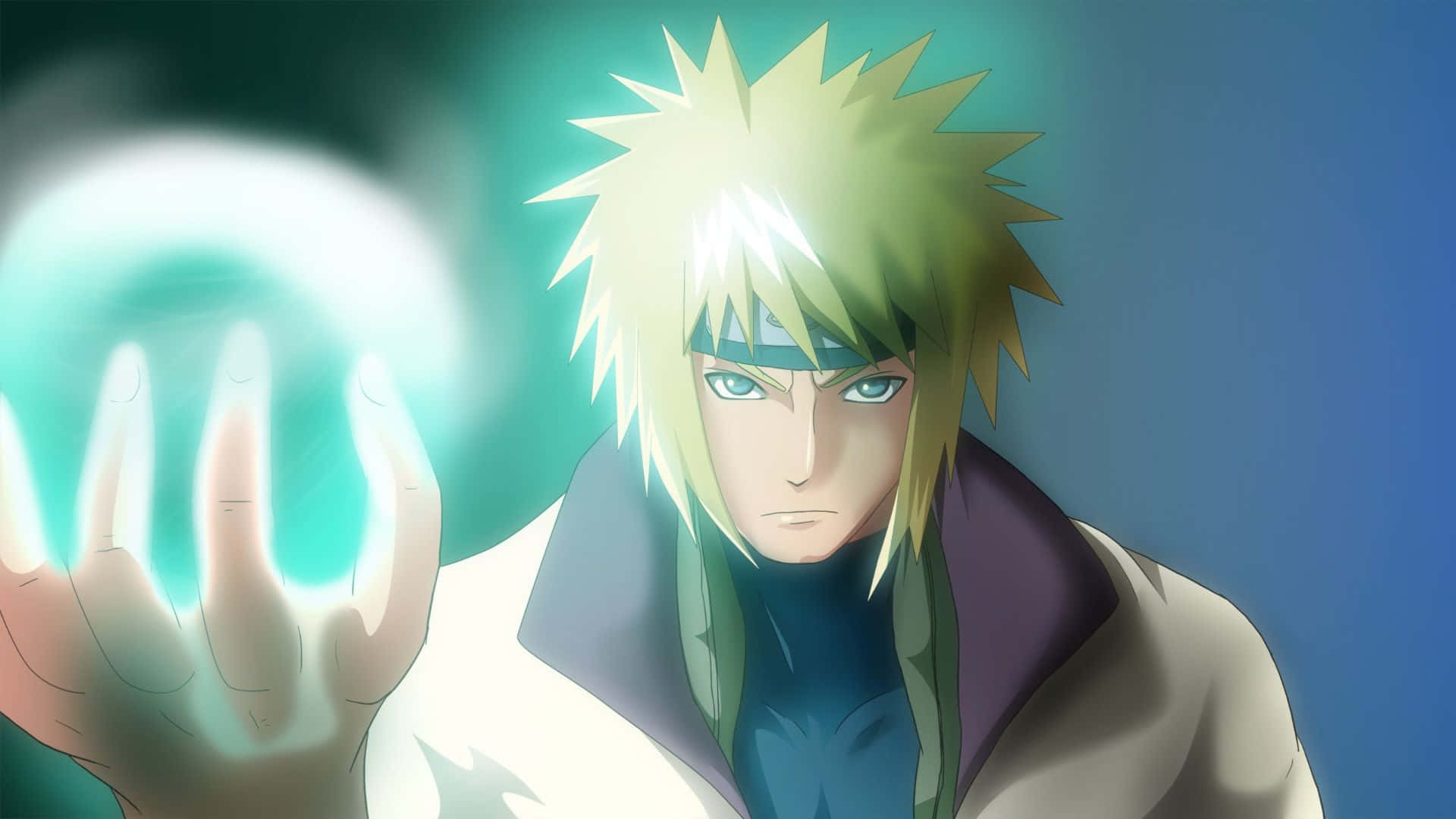 Minato iPhone, spiky blonde hair, glowing green chakra sphere, Full HD Desktop Wallpaper