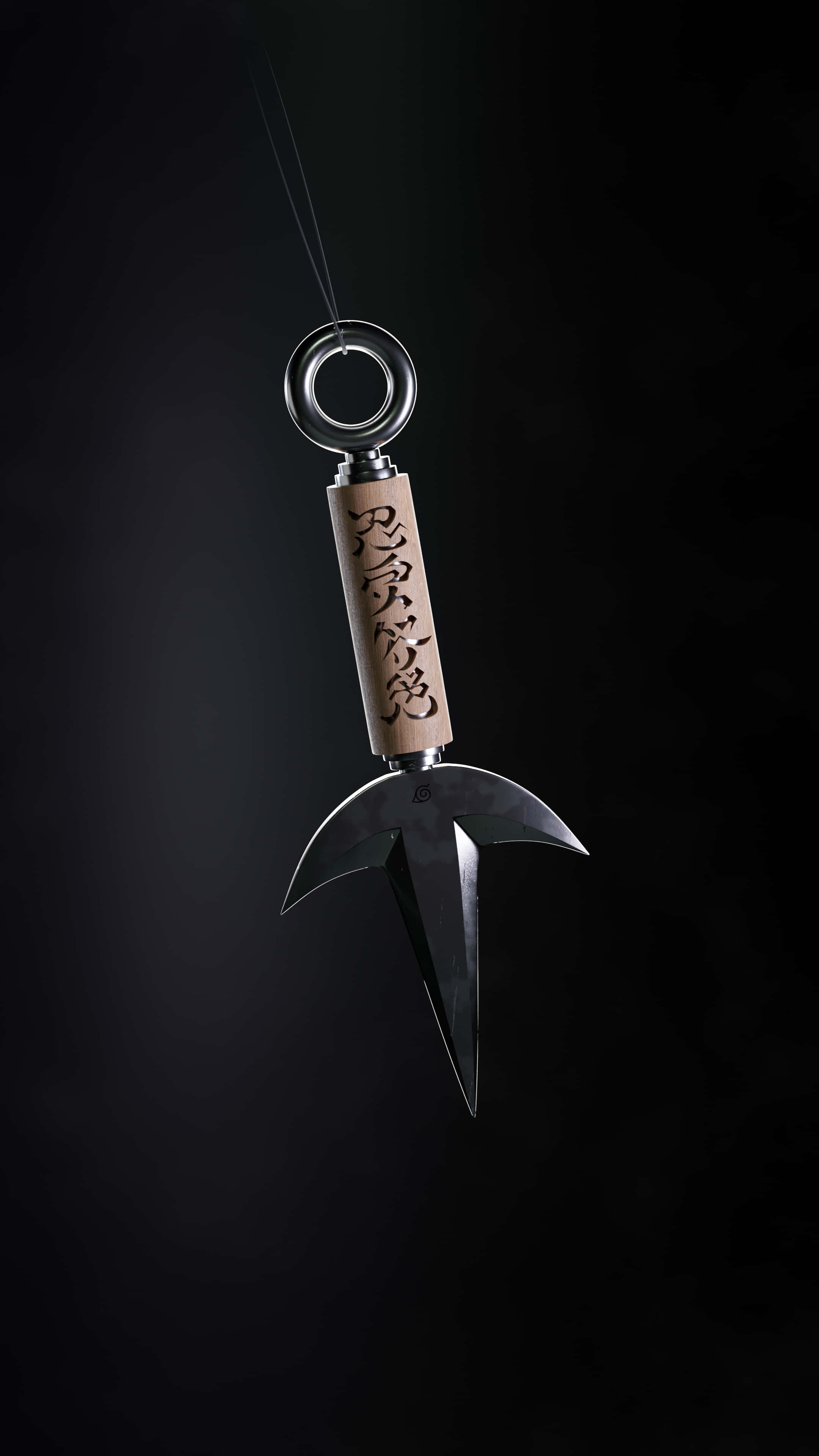 Minato Kunai, metallic shuriken, wooden handle, 4K Phone Wallpaper