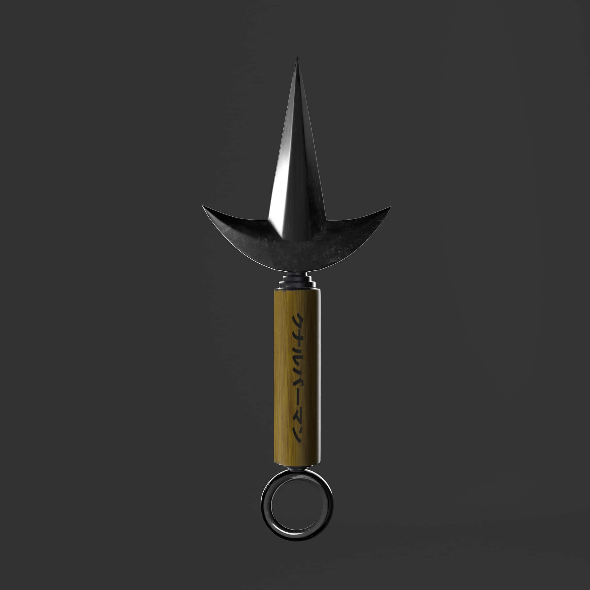 Minato Kunai, sleek black metal shuriken, bamboo handle, Full HD Desktop Wallpaper