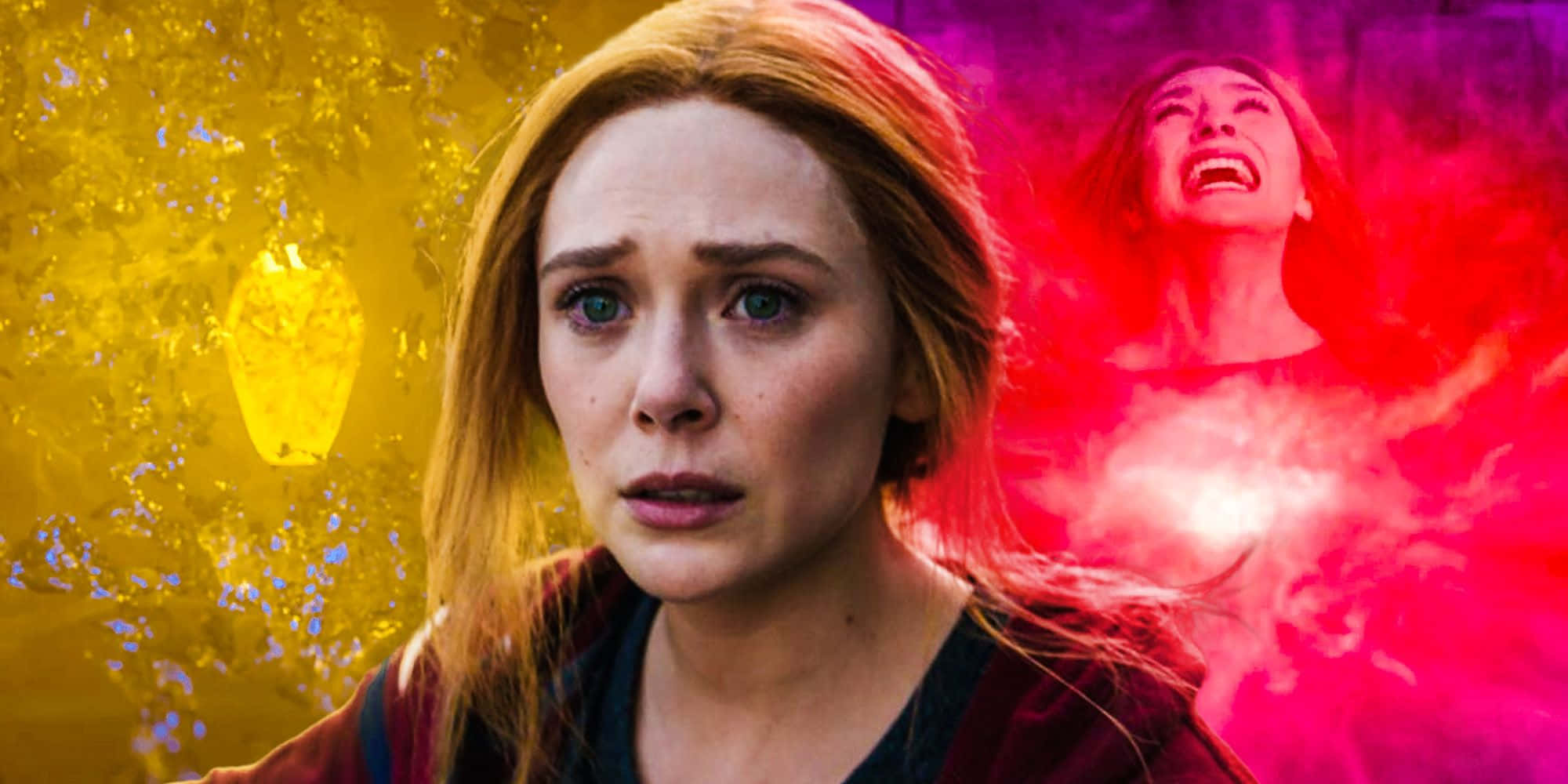Mind Stone 2000, red hair, glowing yellow lantern, Full HD Desktop Wallpaper