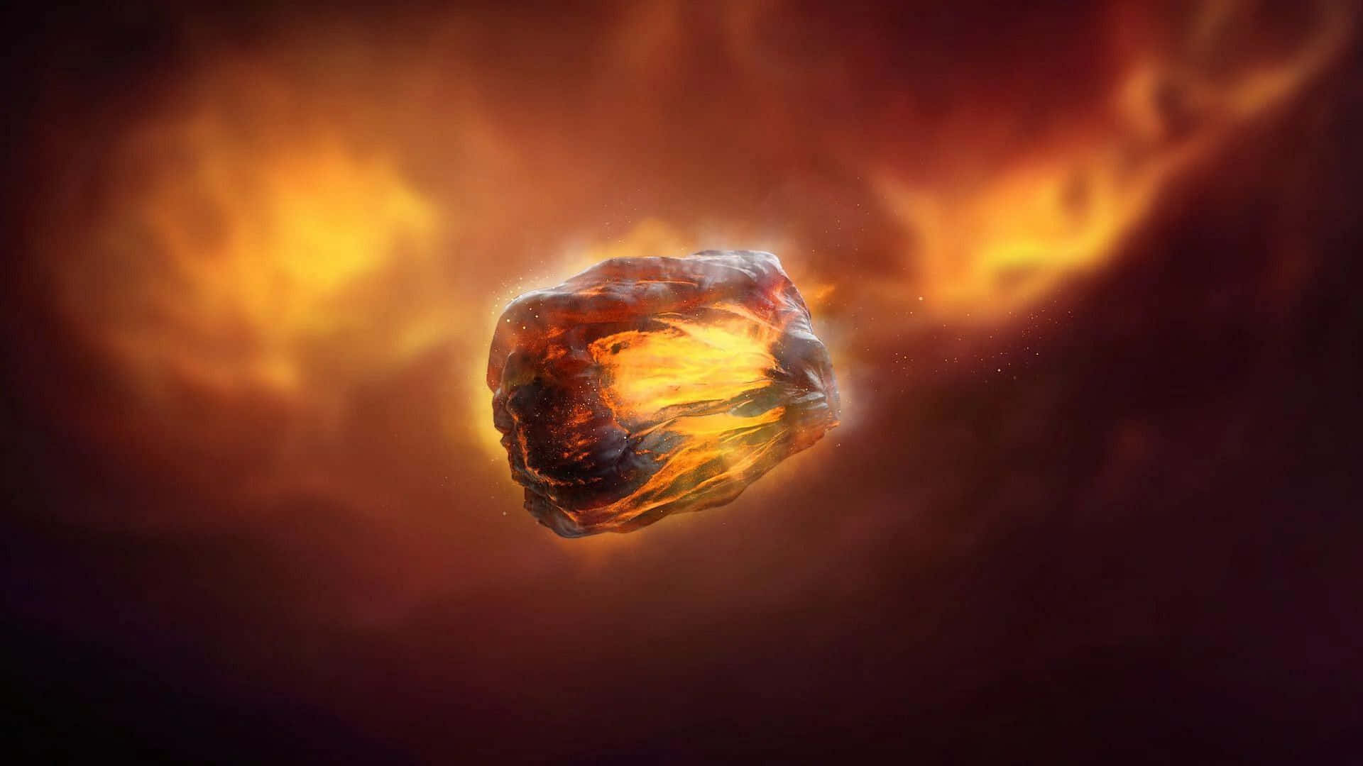 Mind Stone, fiery meteoroid, swirling nebula, Full HD Desktop Wallpaper