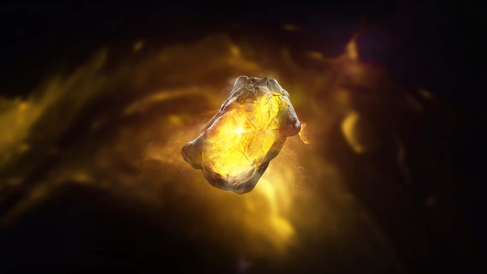 Mind Stone, golden meteoroid, swirling nebula, Full HD Desktop Wallpaper