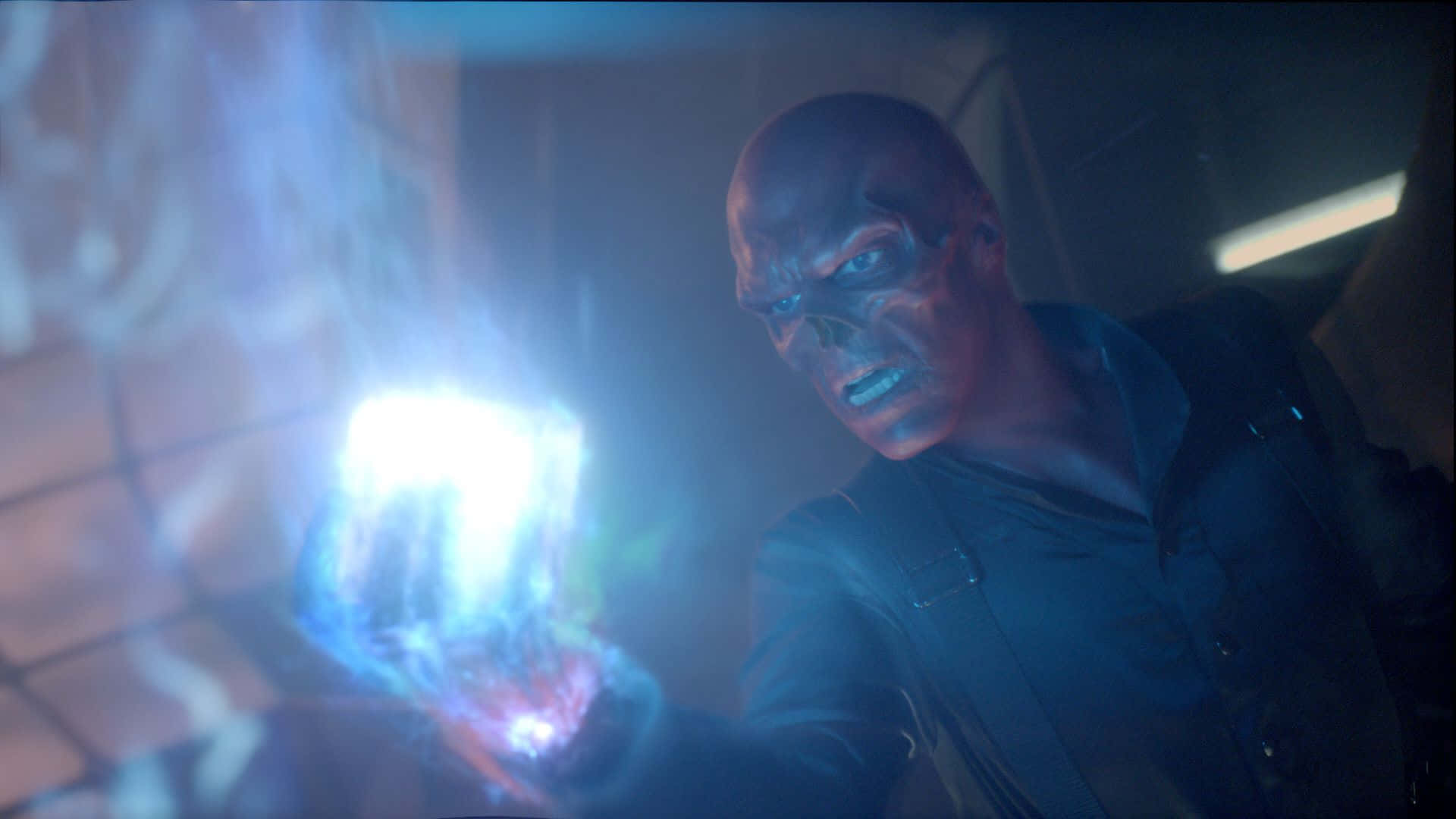 Mind Stone, bald man, glowing blue eyes, Full HD Desktop Wallpaper