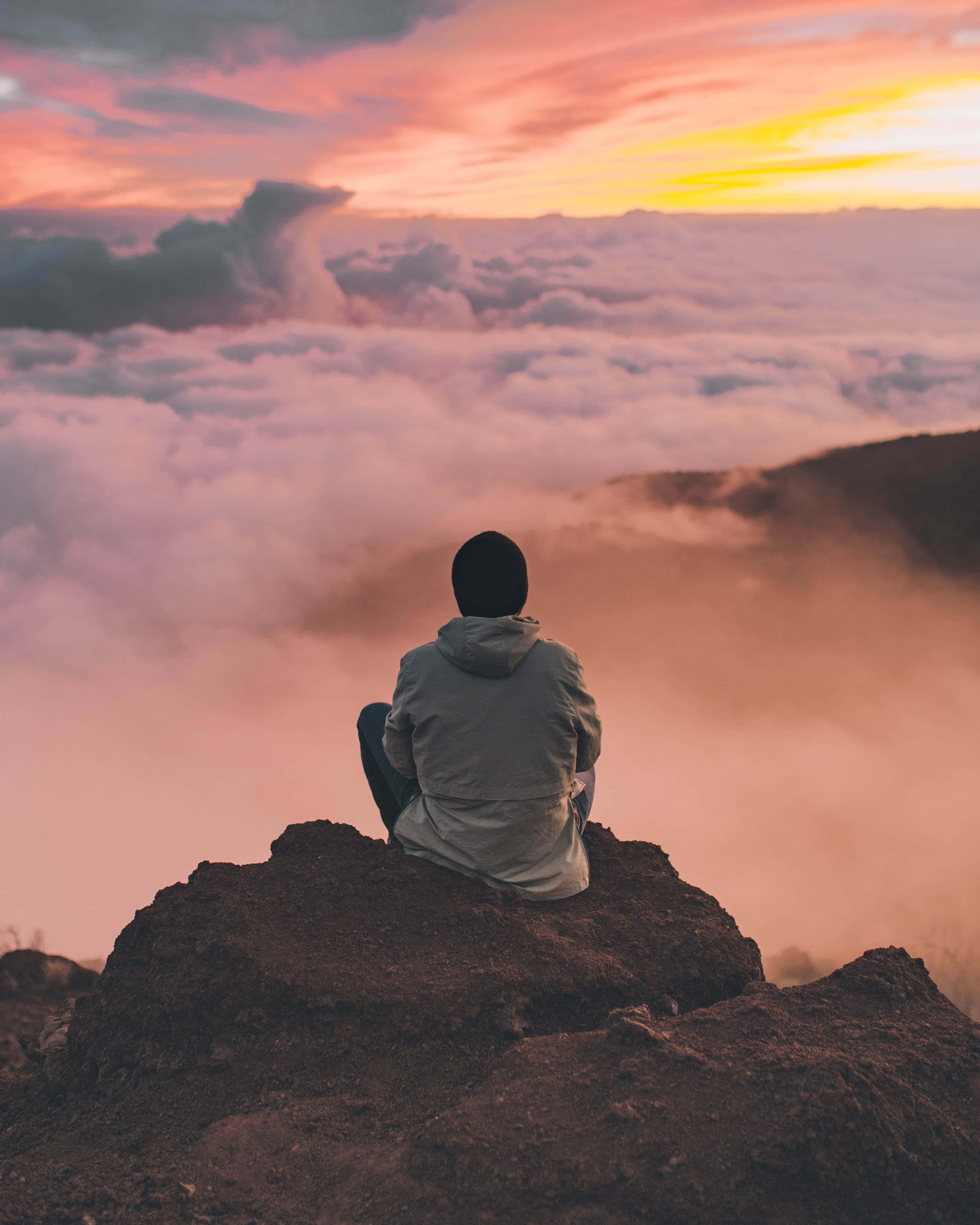 Mindfulness, mountain, rocky peak, 4K Phone Wallpaper