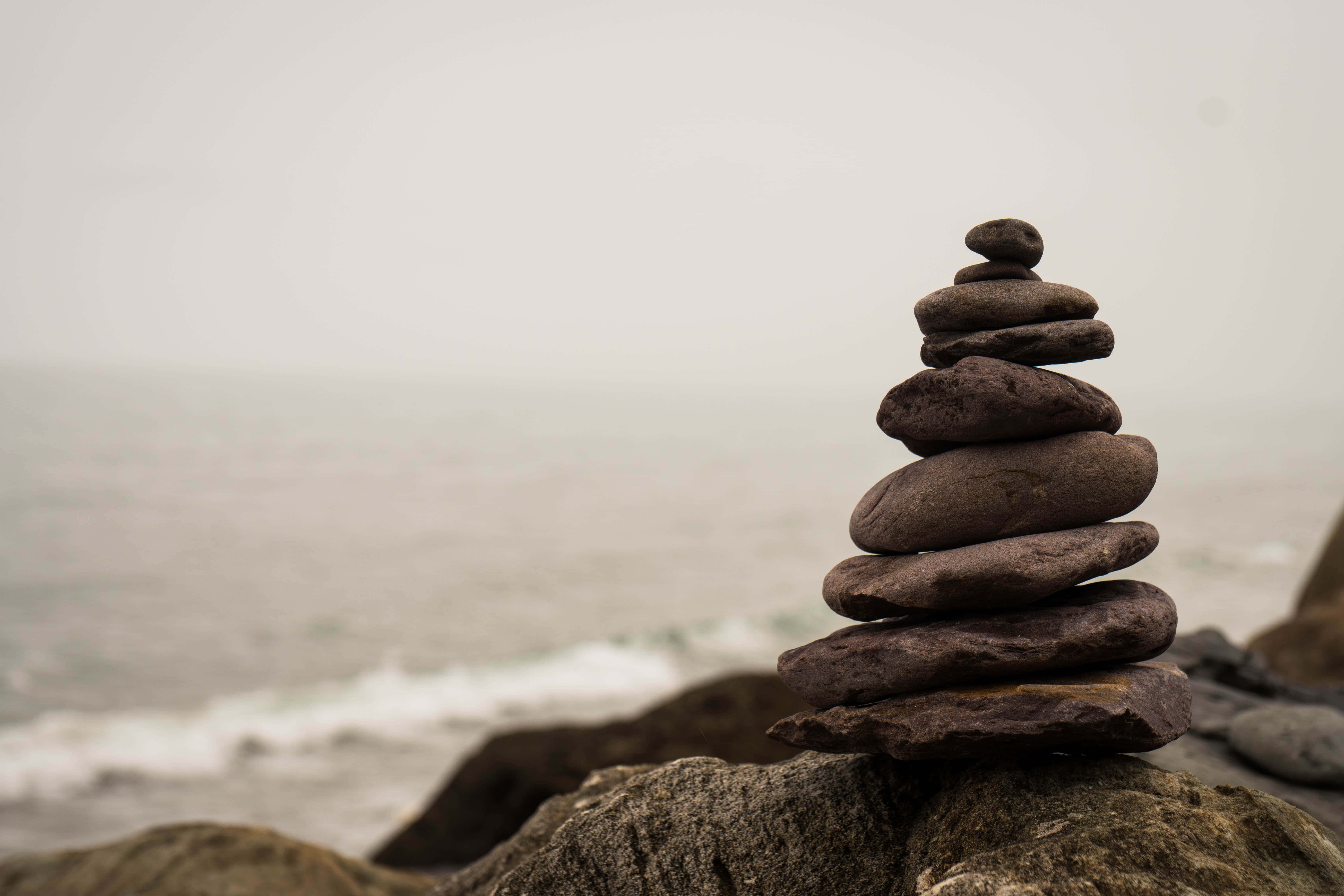 stones of mindfulness, smooth stones, rocky shore, 5K Desktop Wallpaper