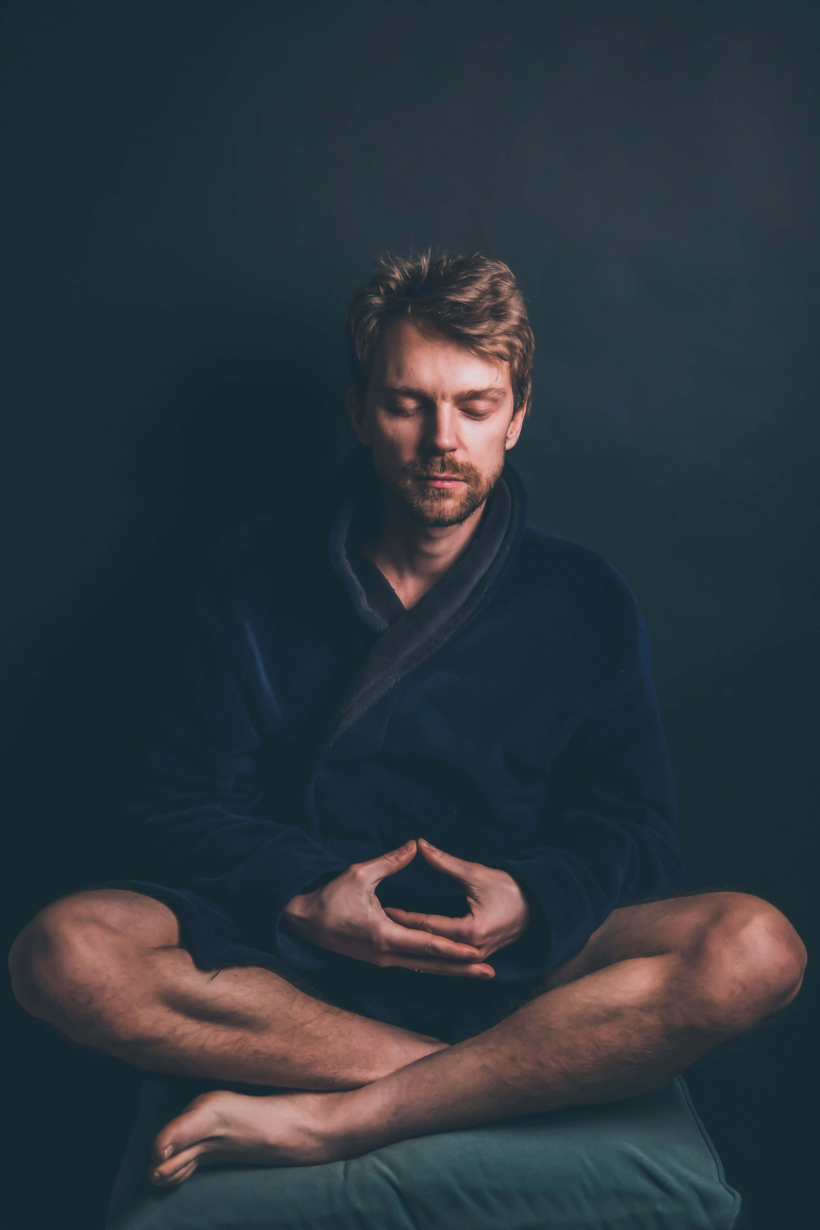 a man of mindfulness, dark robe, cross-legged, 5K Phone Wallpaper