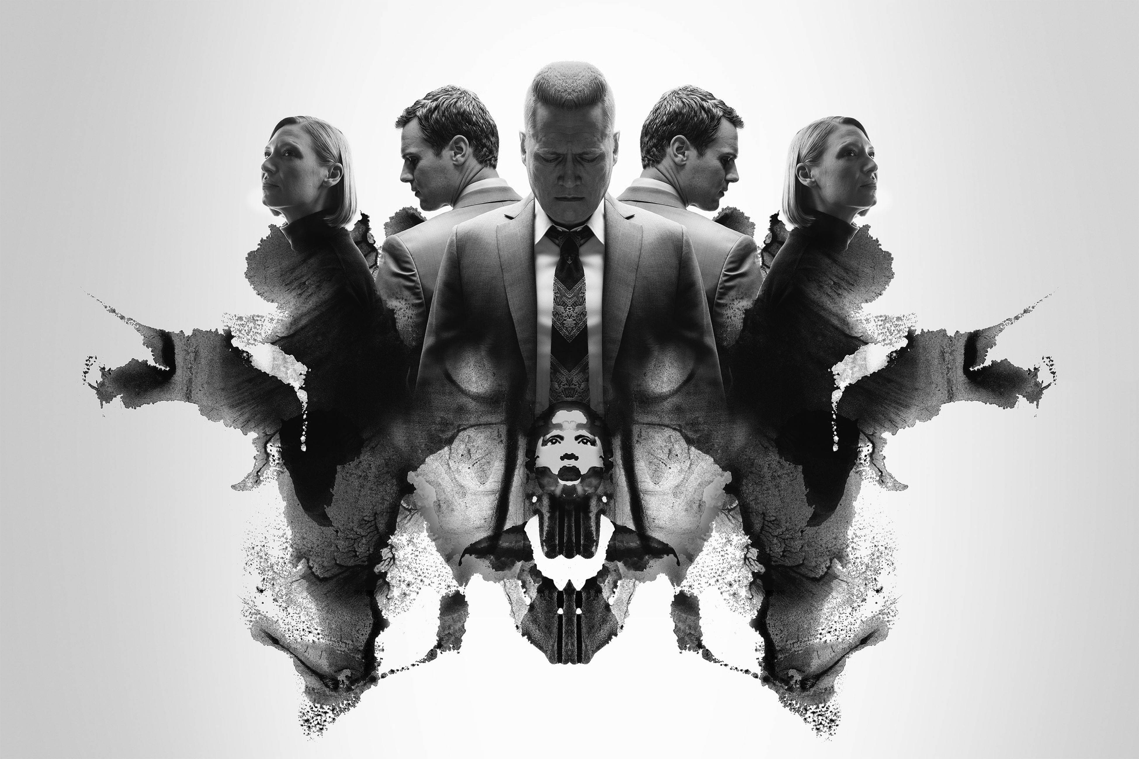 Mindhunter, black and white, symmetrical composition, 4K Desktop Wallpaper