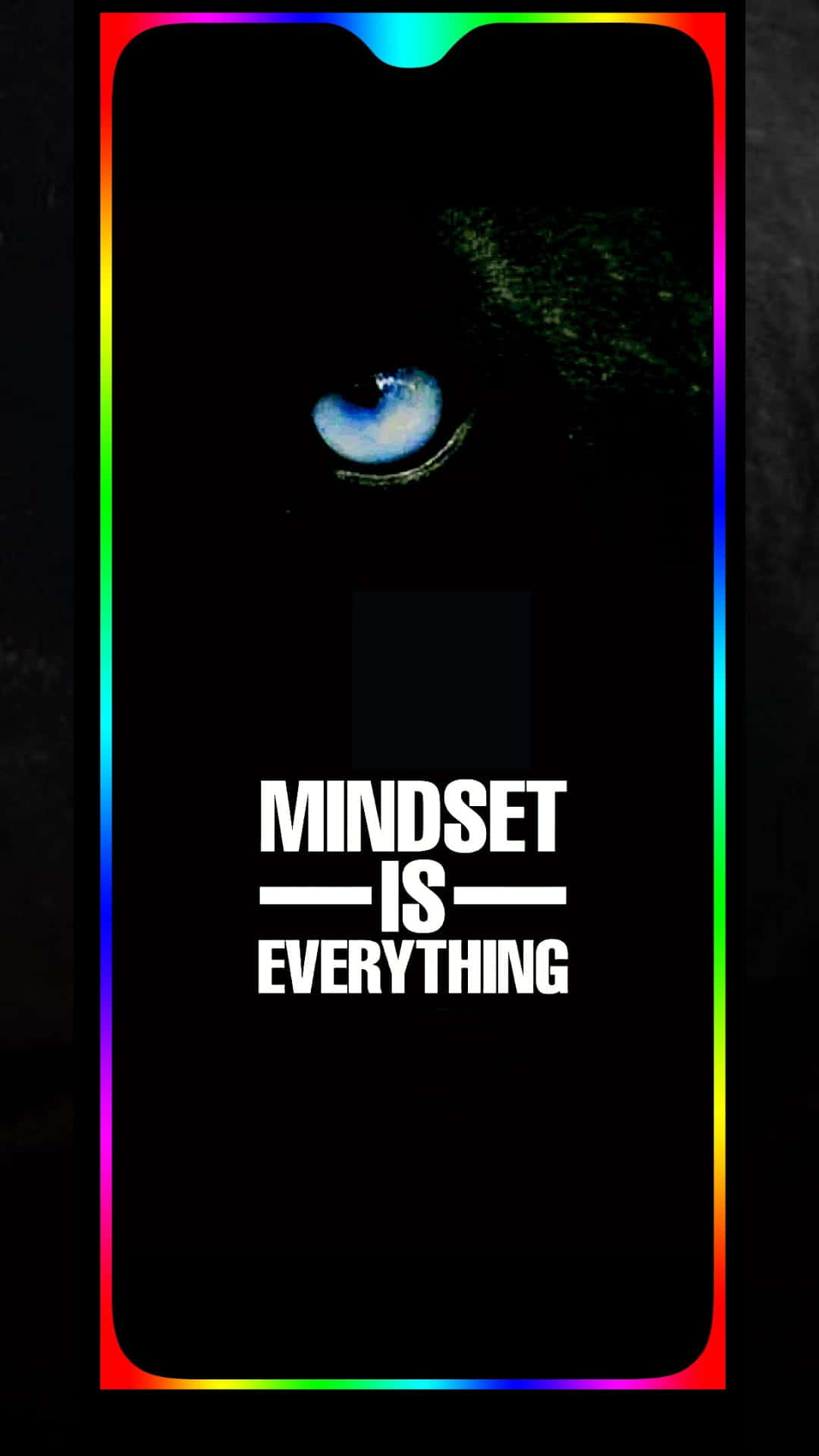 mindset, glowing blue eye, vibrant rainbow border, Full HD Phone Wallpaper
