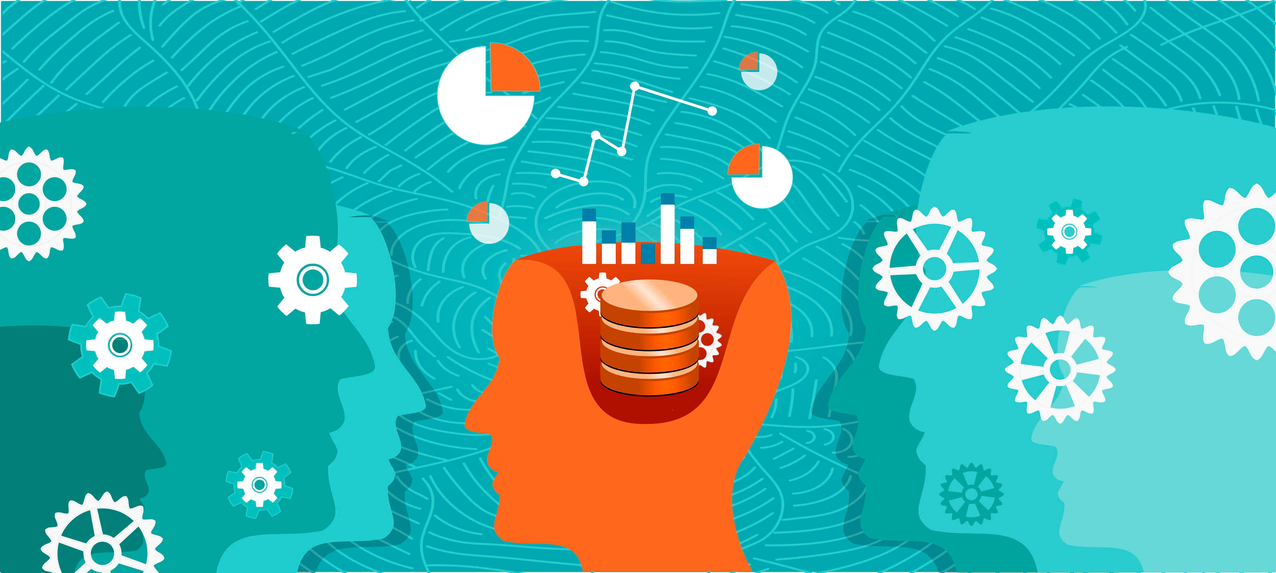 orange head silhouette, coins, charts, 4K Desktop Wallpaper