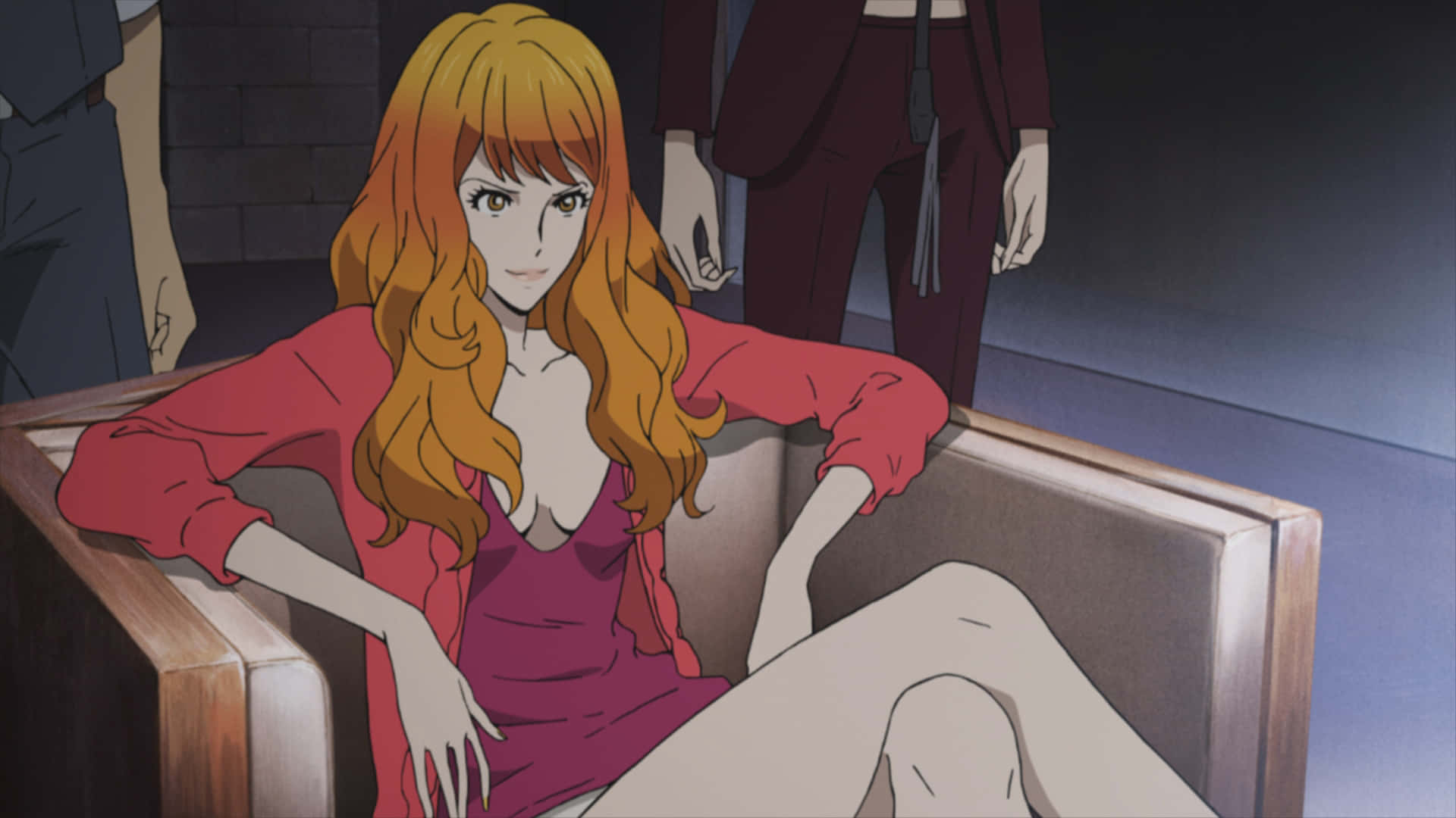 Fujiko Mine, long orange hair, red jacket, Full HD Desktop Wallpaper
