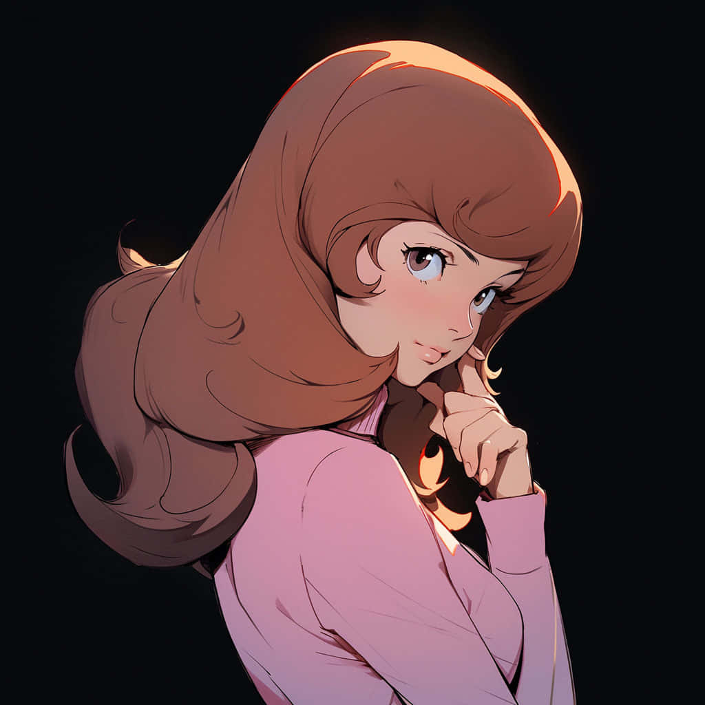 Fujiko Mine, classic anime portrait, long brown hair, SD Desktop Wallpaper