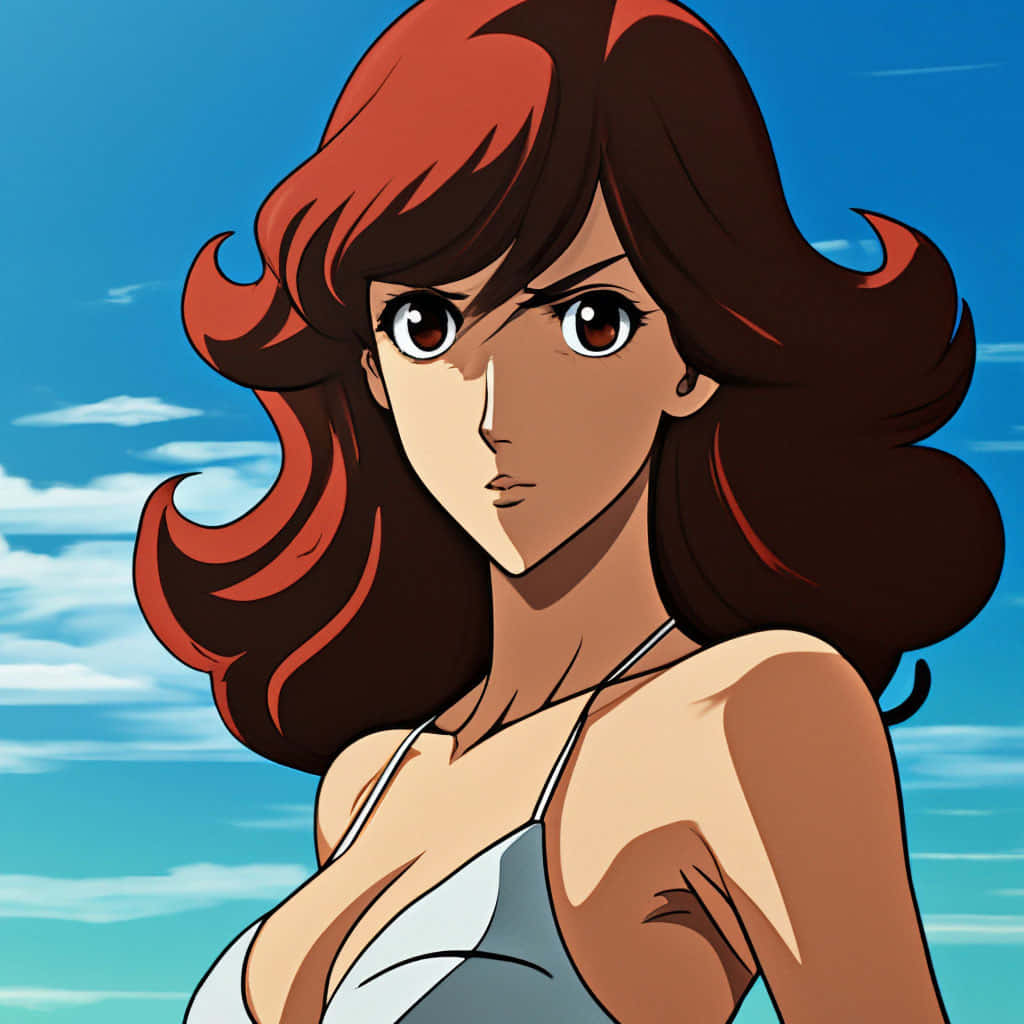Fujiko Mine, anime portrait, fiery red hair, SD Desktop Wallpaper