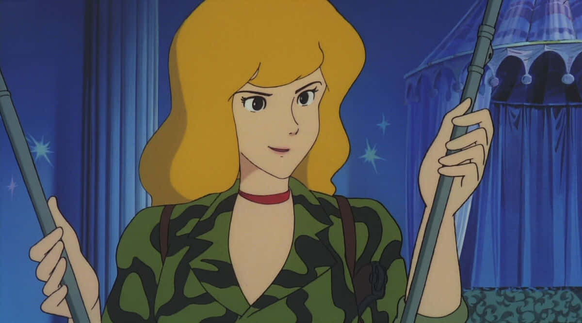Fujiko Mine, anime character, green camouflage outfit, SD Desktop Wallpaper
