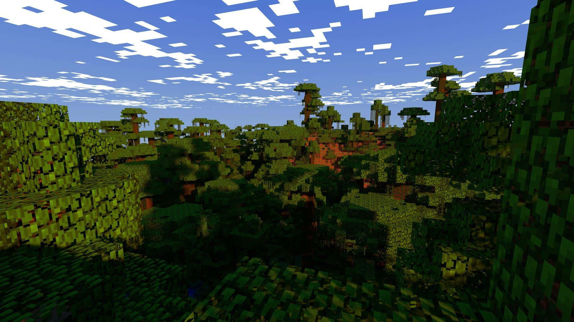 Minecraft, jungle, blocky green trees, Full HD Desktop Wallpaper