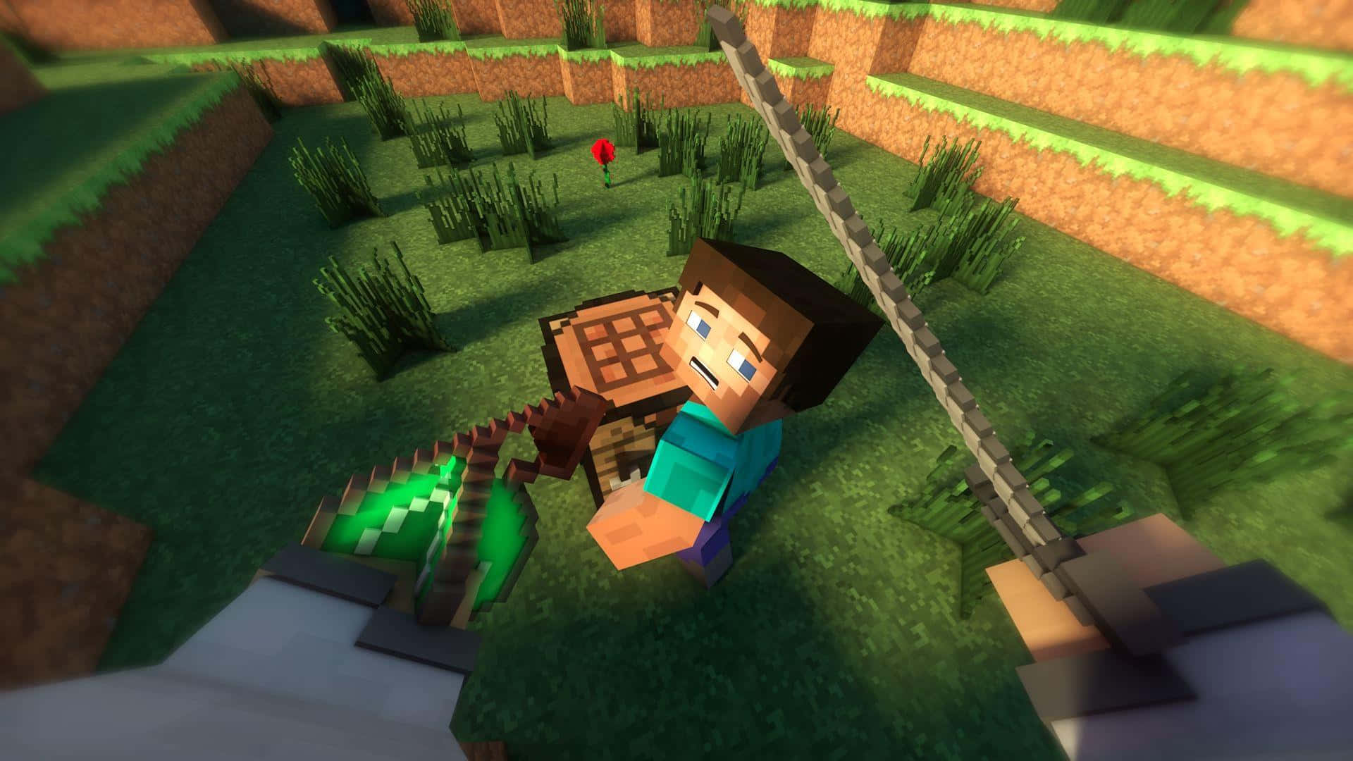 Minecraft, player character, blocky style, Full HD Desktop Wallpaper