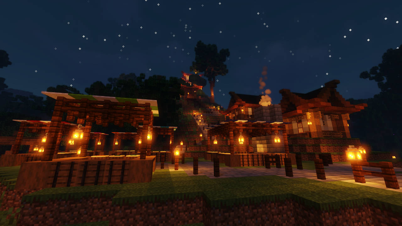 Minecraft Aesthetic, brown lighthouse, cozy Minecraft village, HD Desktop Wallpaper