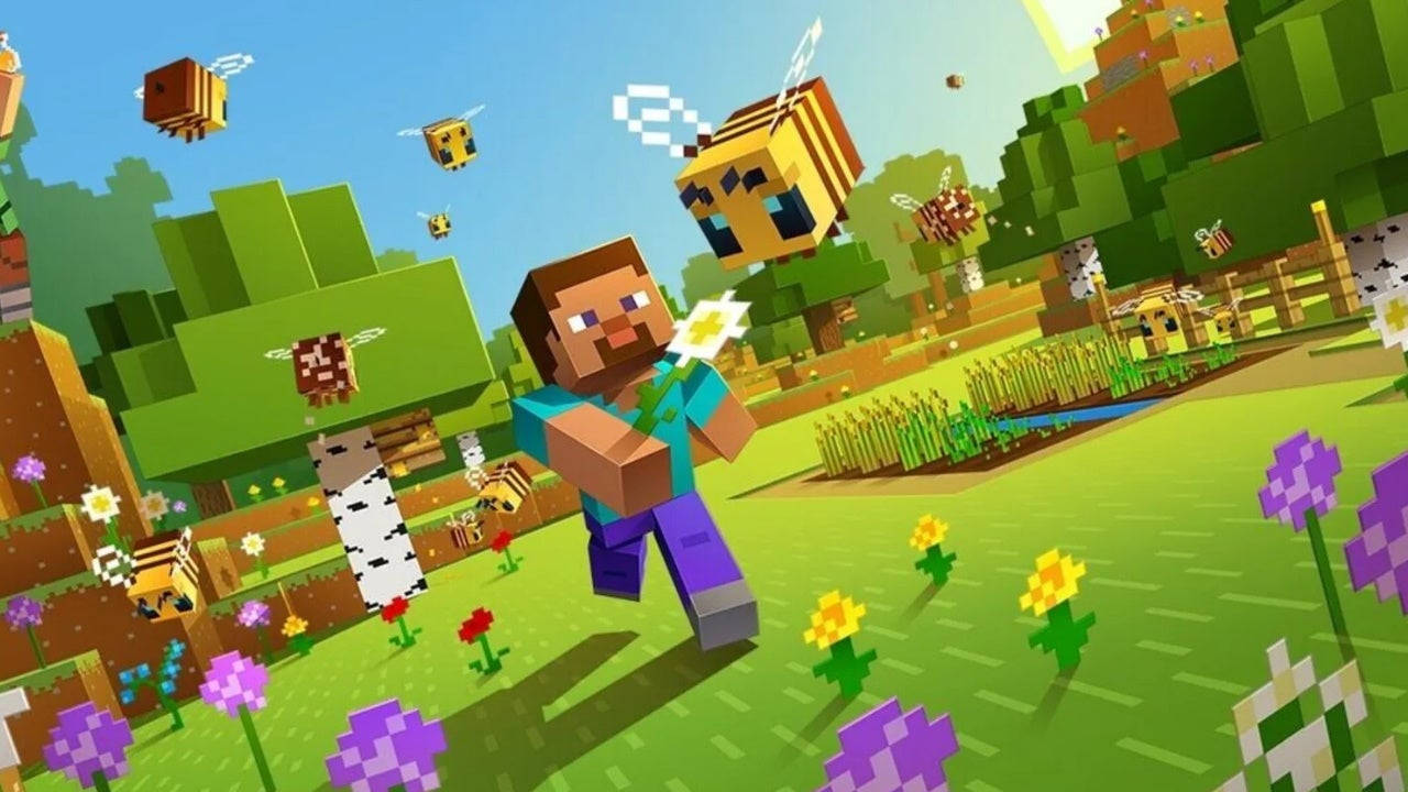Minecraft, daisy, bees, HD Desktop Wallpaper