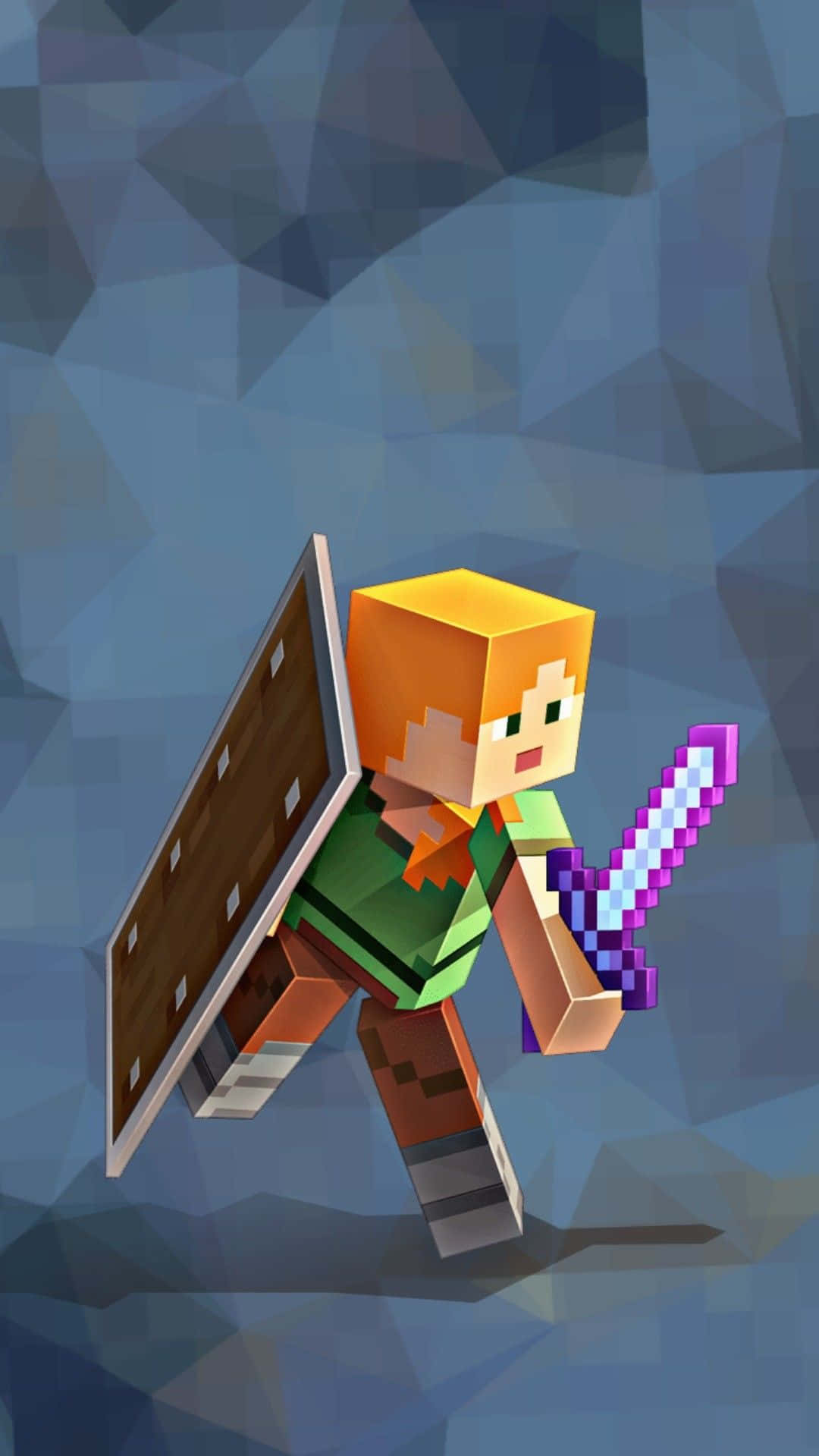 Minecraft Alex, orange hair, glowing sword, HD Phone Wallpaper