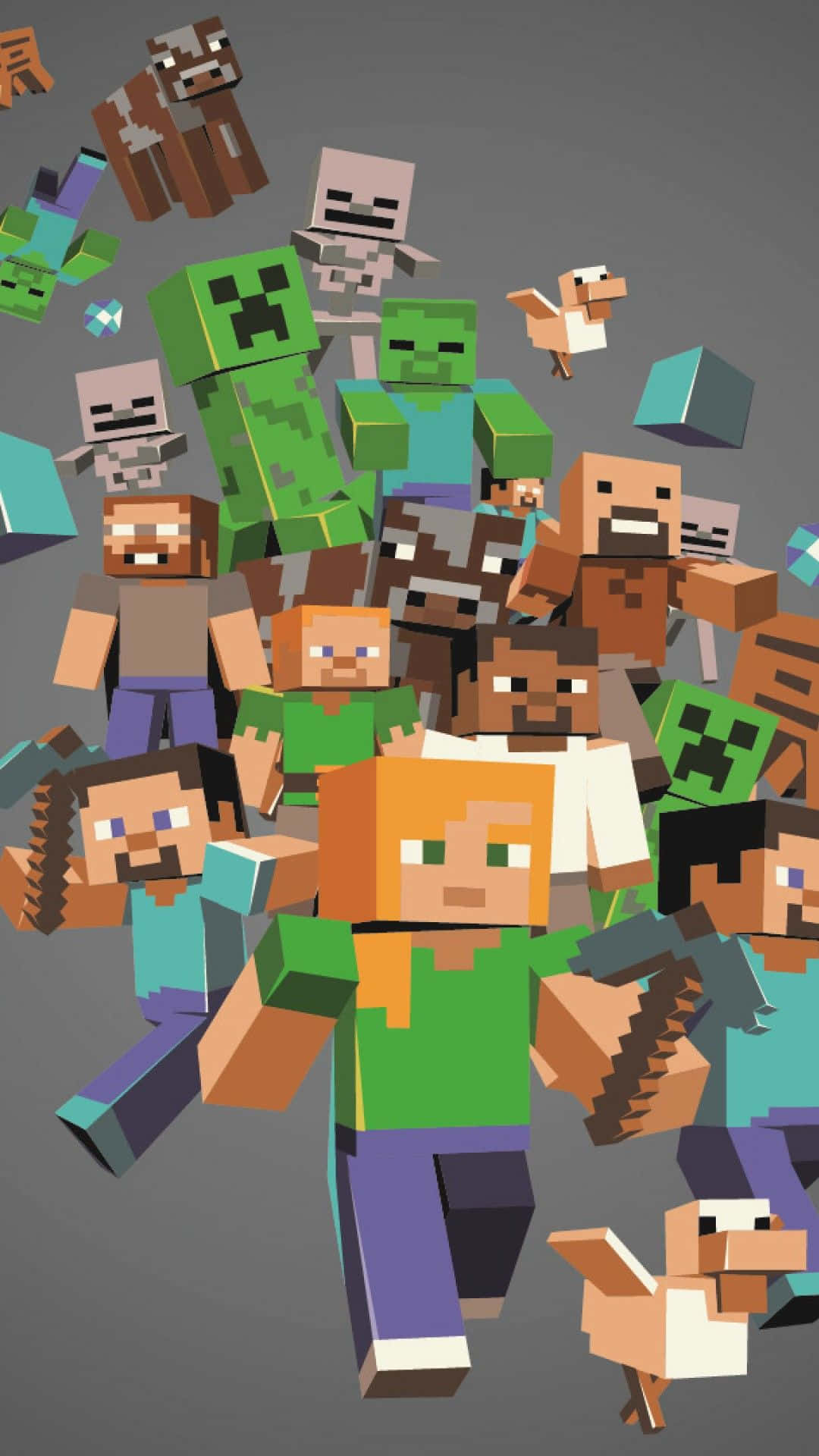 Minecraft Alex, blocky pixel art style, Minecraft characters, Full HD Phone Wallpaper
