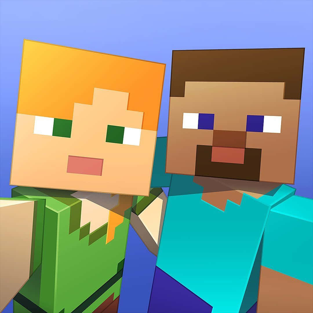 Minecraft Alex, pixelated faces, blocky characters, SD Desktop Wallpaper