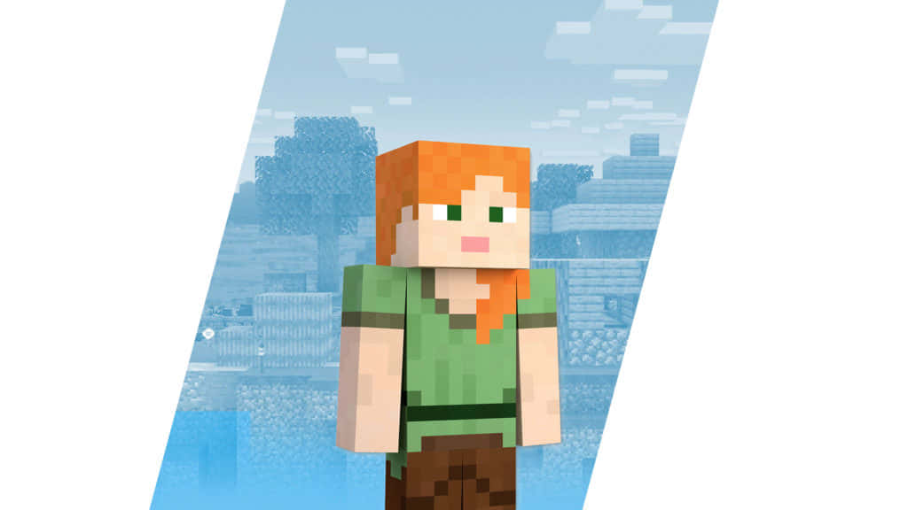 Minecraft Alex, orange hair, green shirt, SD Desktop Wallpaper