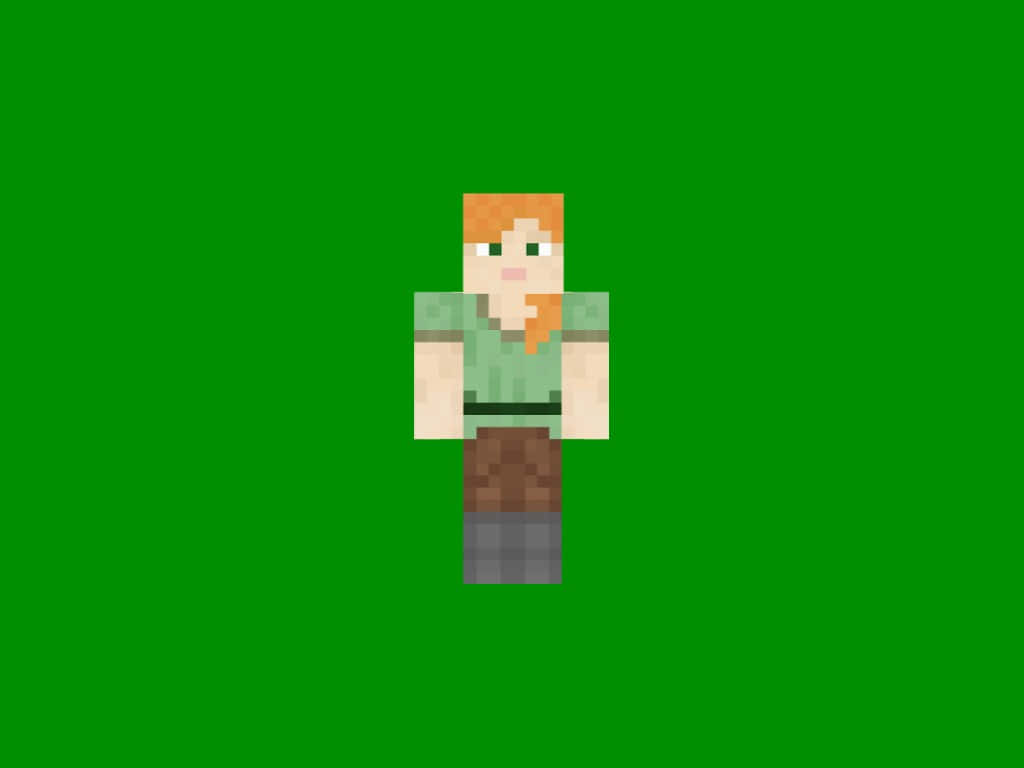 Minecraft Alex, orange hair, green shirt, SD Desktop Wallpaper