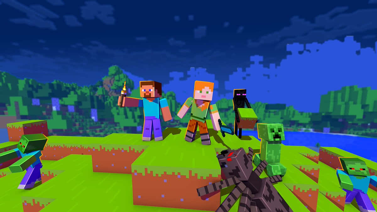 Minecraft Alex, zombies, wolf, SD Desktop Wallpaper