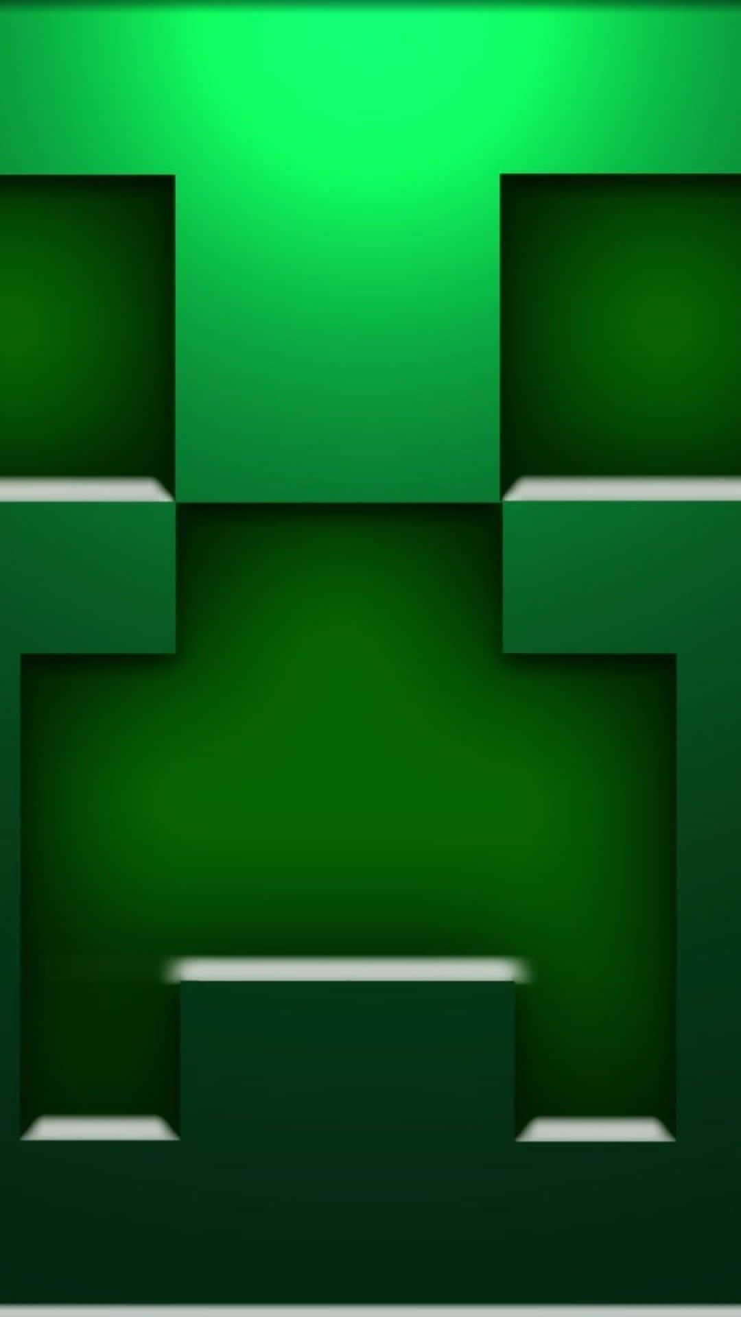 Minecraft Android, pixelated green creeper face, glowing eyes, Full HD Phone Wallpaper