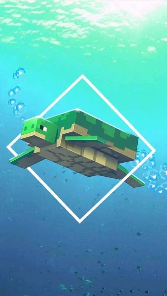 Minecraft Android, Sea Turtle, pixelated green turtle, SD Phone Wallpaper
