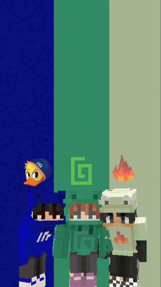Minecraft Android, Minecraft-style characters, vertical color blocks, SD Phone Wallpaper