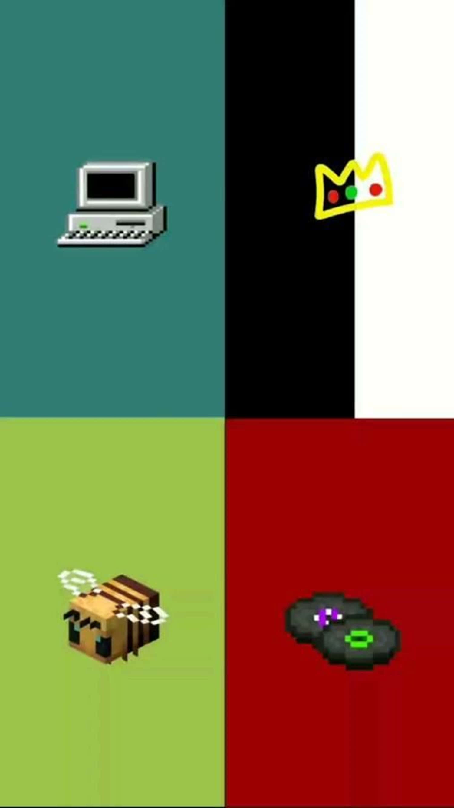 Minecraft Android, pixel art, retro laptop, 2K Phone Wallpaper