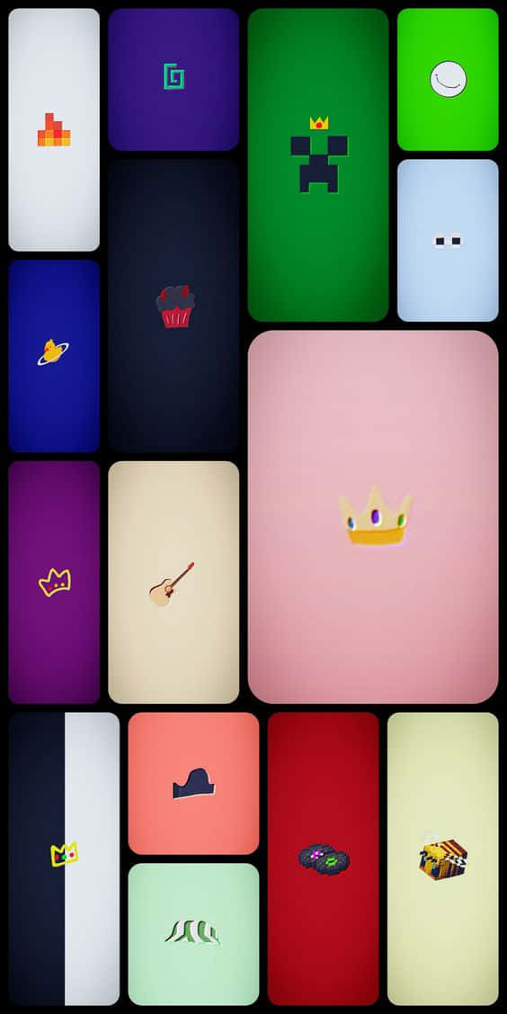 Minecraft Android, colorful minimalist icons, crowns, SD Phone Wallpaper