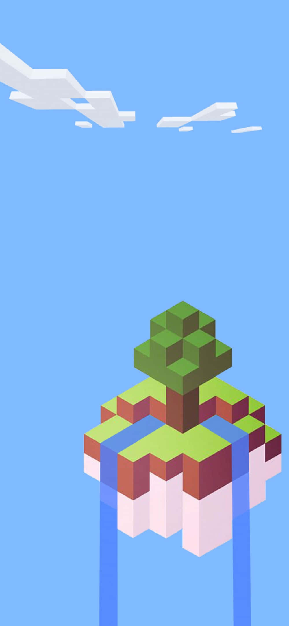 Minecraft Android, pixelated floating island, tree, Full HD Phone Wallpaper