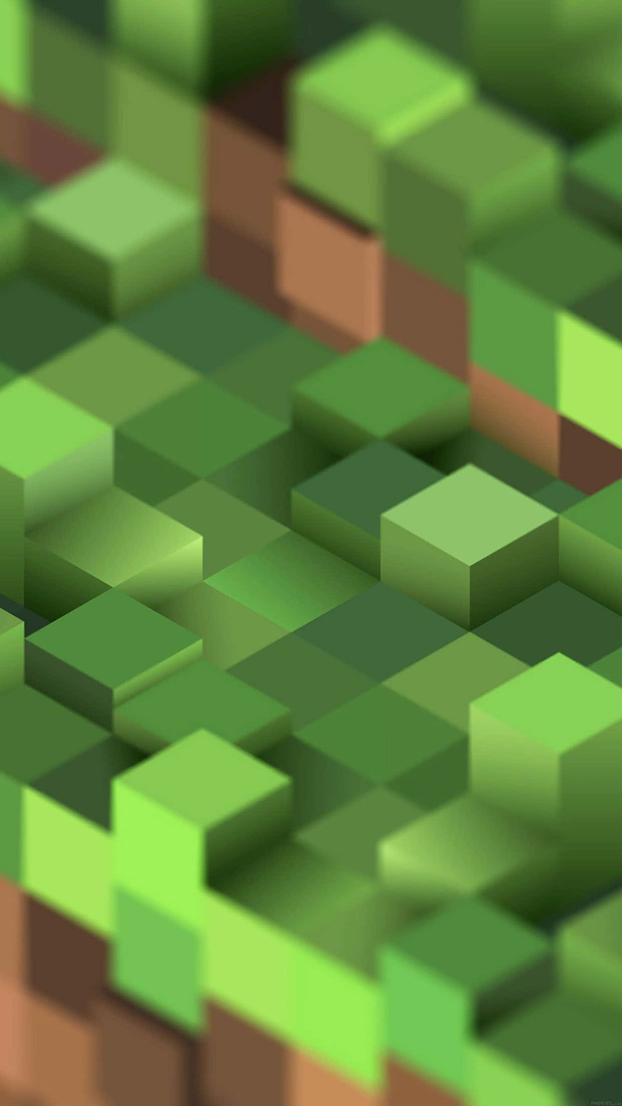 Minecraft, green cubes, brown cubes, Full HD Phone Wallpaper