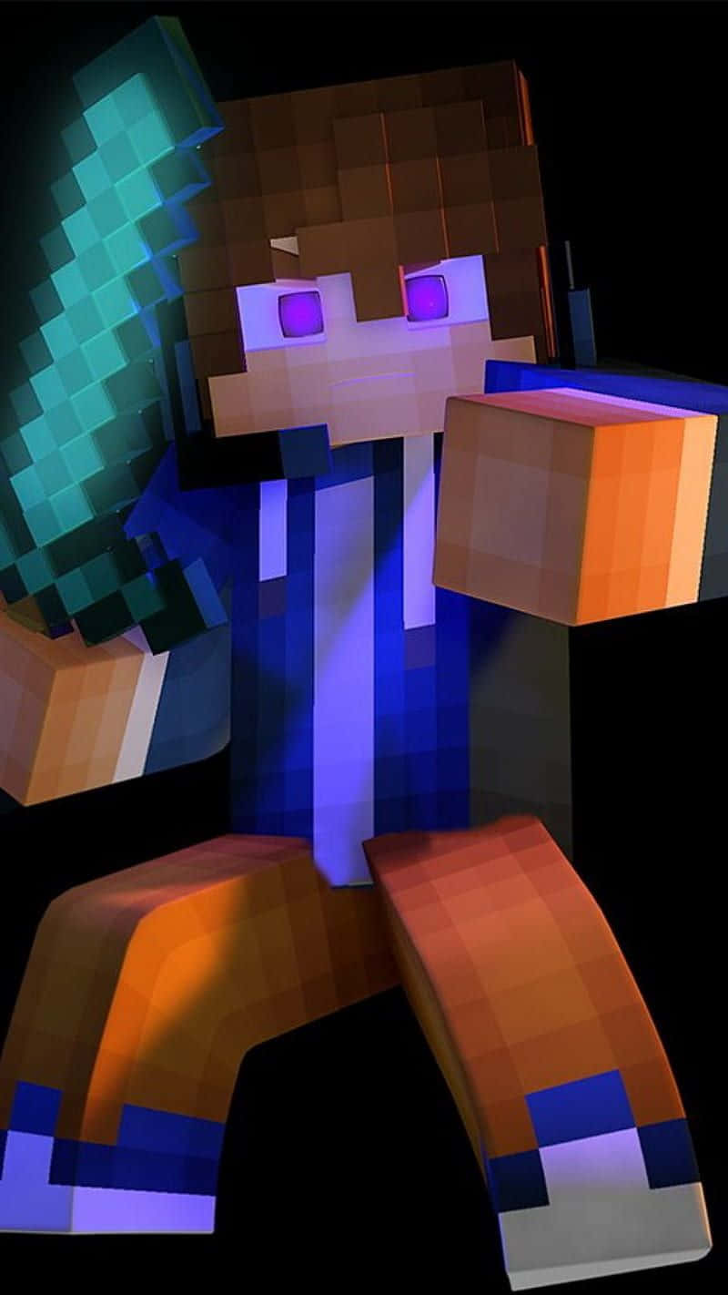 Minecraft, Minecraft armor, pixelated Minecraft character, HD Phone Wallpaper
