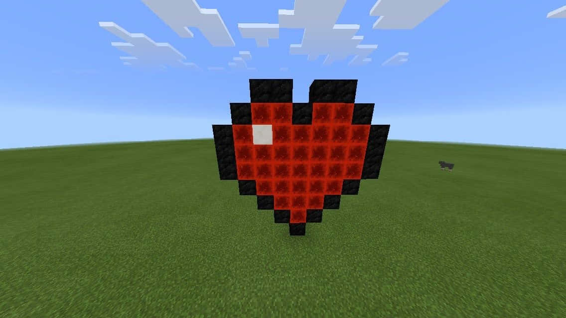 Minecraft, pixelated red heart, black outline, SD Desktop Wallpaper