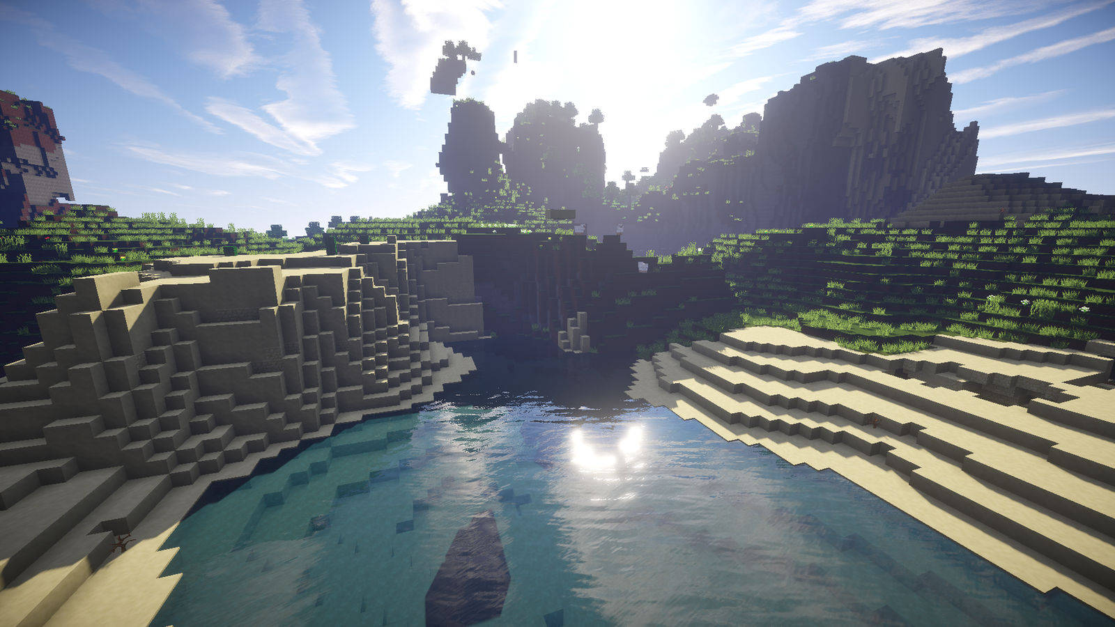 Minecraft, canyon, blocky cliffs, HD Desktop Wallpaper
